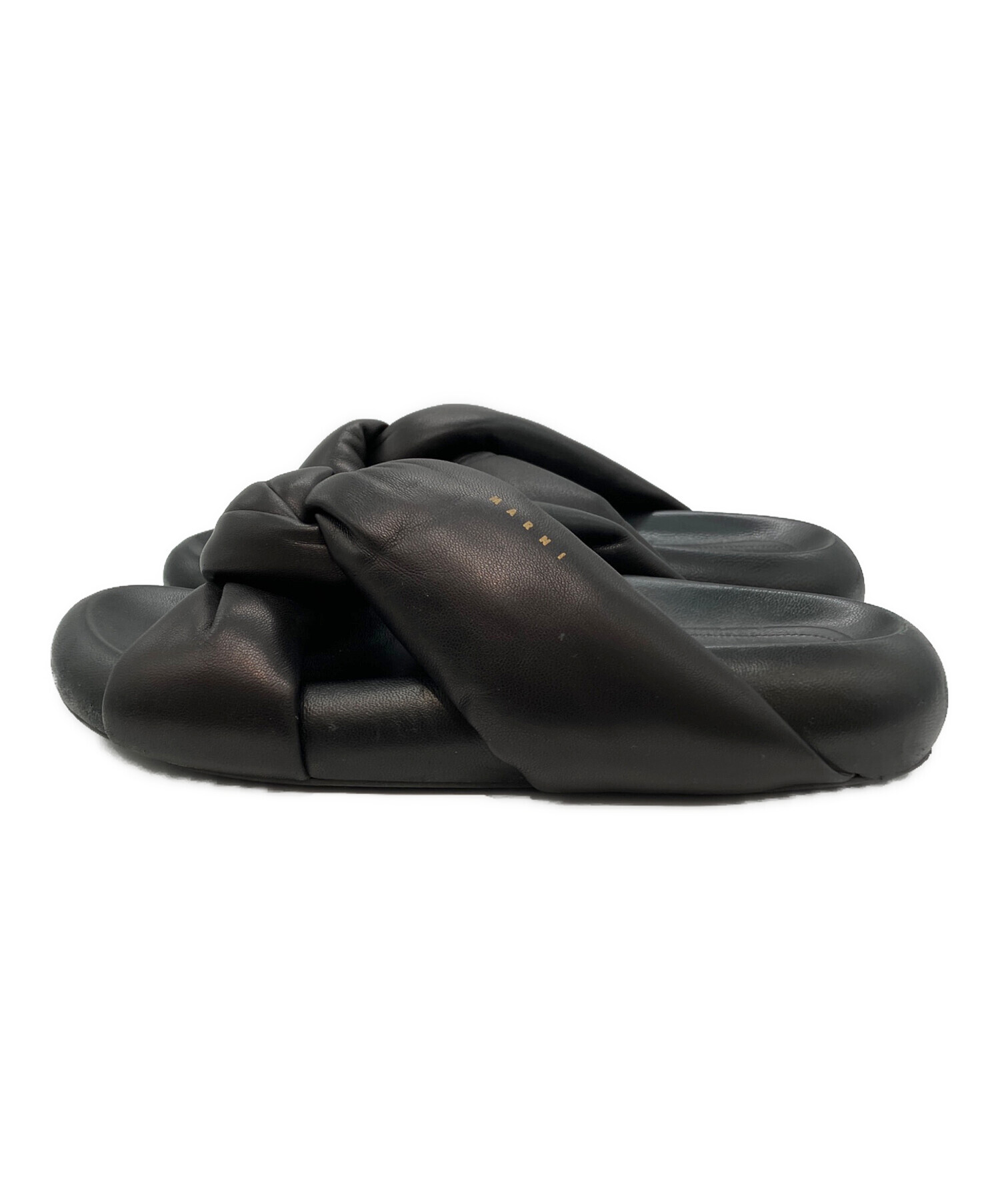 中古・古着通販】MARNI (マルニ) ツイストレザーサンダル ブラック