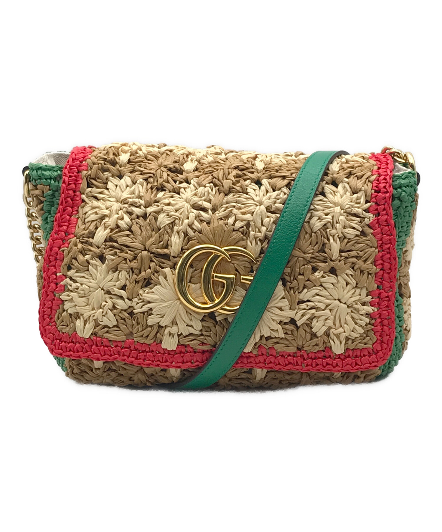 中古・古着通販】GUCCI (グッチ) ラフィア チェーンショルダーバッグ