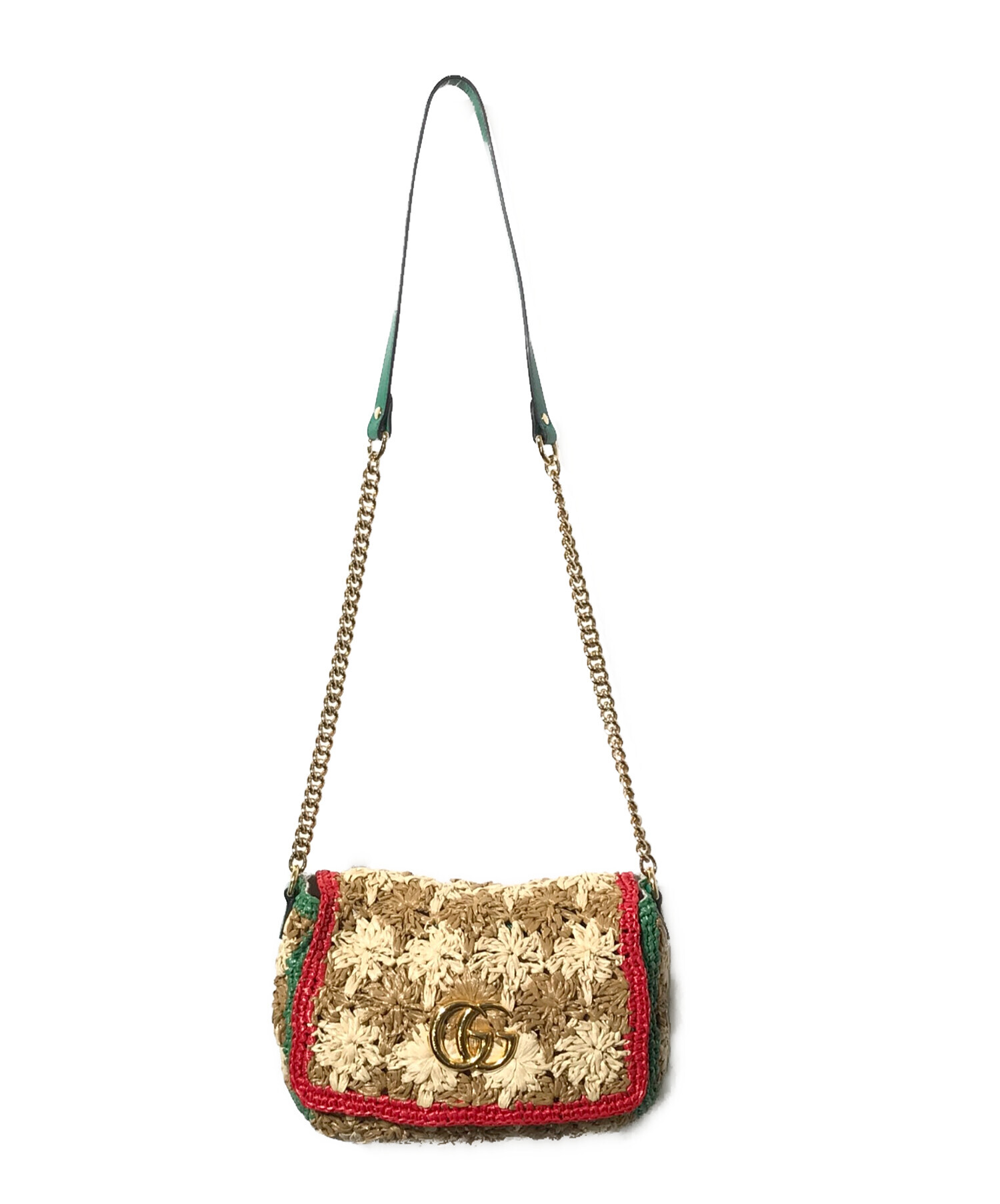 中古・古着通販】GUCCI (グッチ) ラフィア チェーンショルダーバッグ