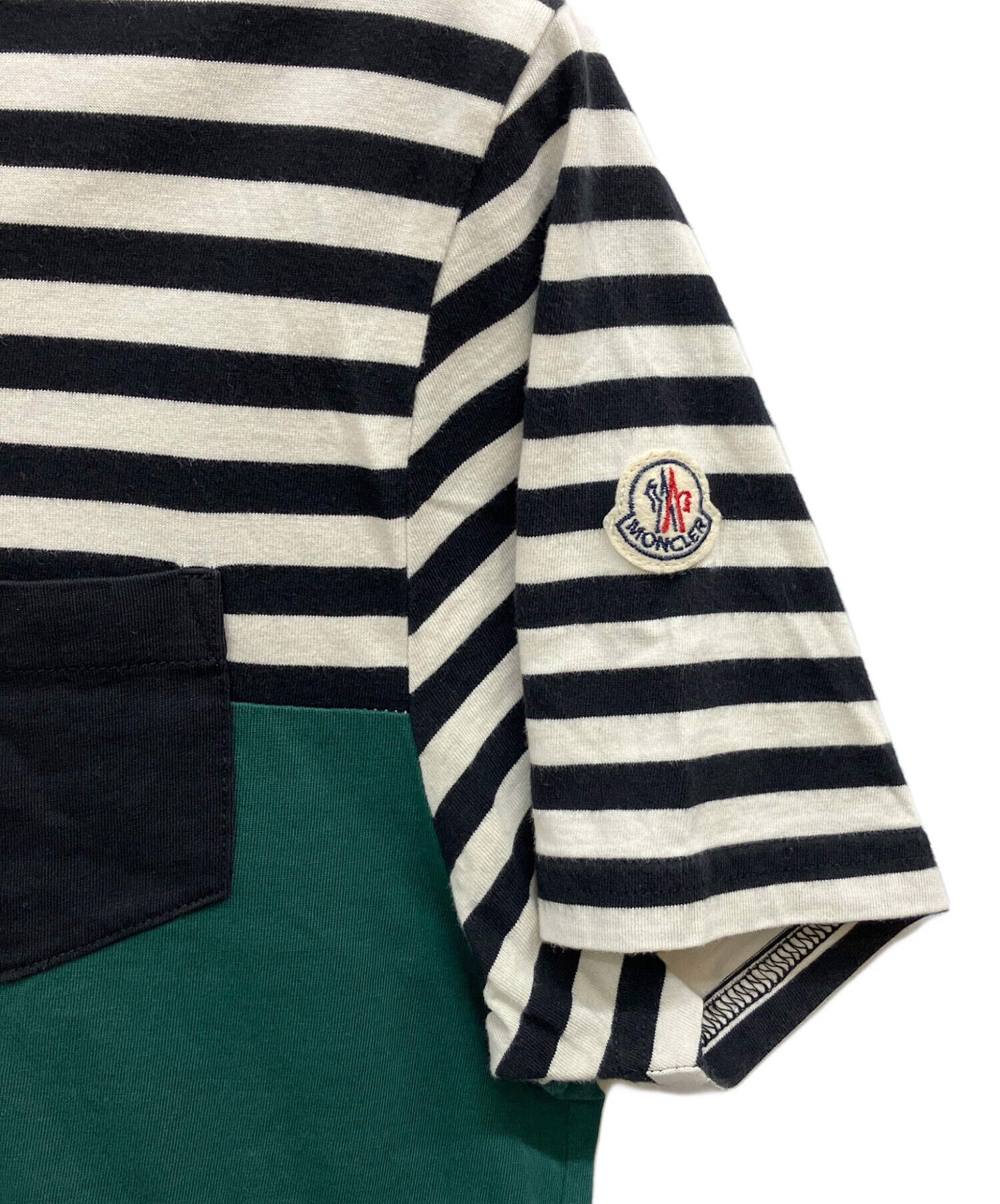 中古・古着通販】MONCLER (モンクレール) ボーダーTシャツ グリーン