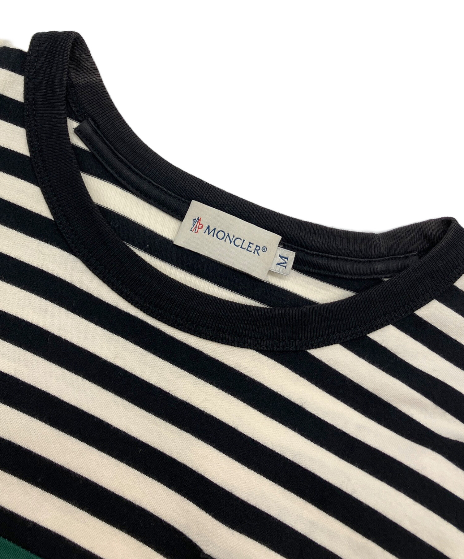 中古・古着通販】MONCLER (モンクレール) ボーダーTシャツ グリーン