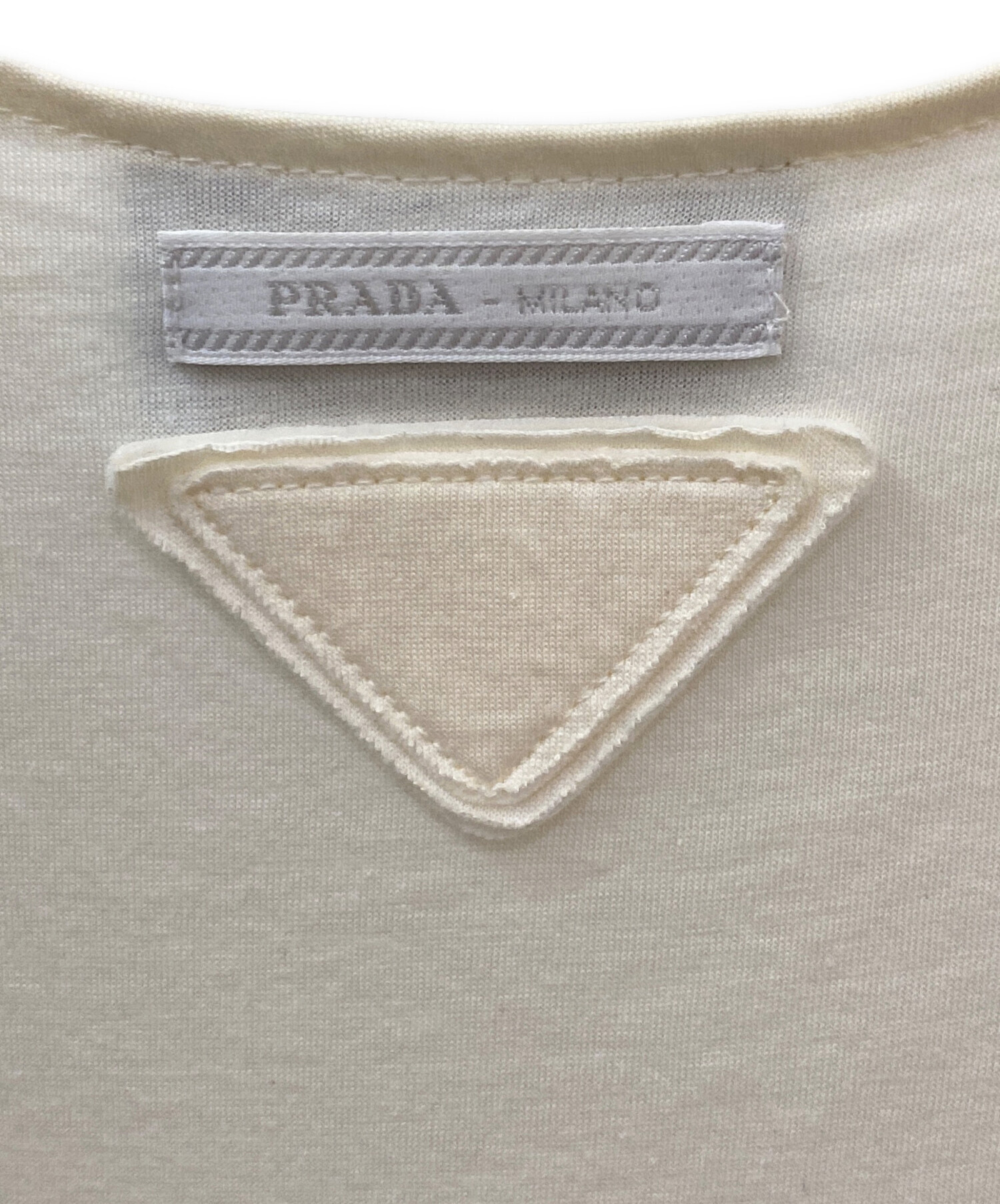 中古・古着通販】PRADA (プラダ) ノースリーブワンピース ホワイト