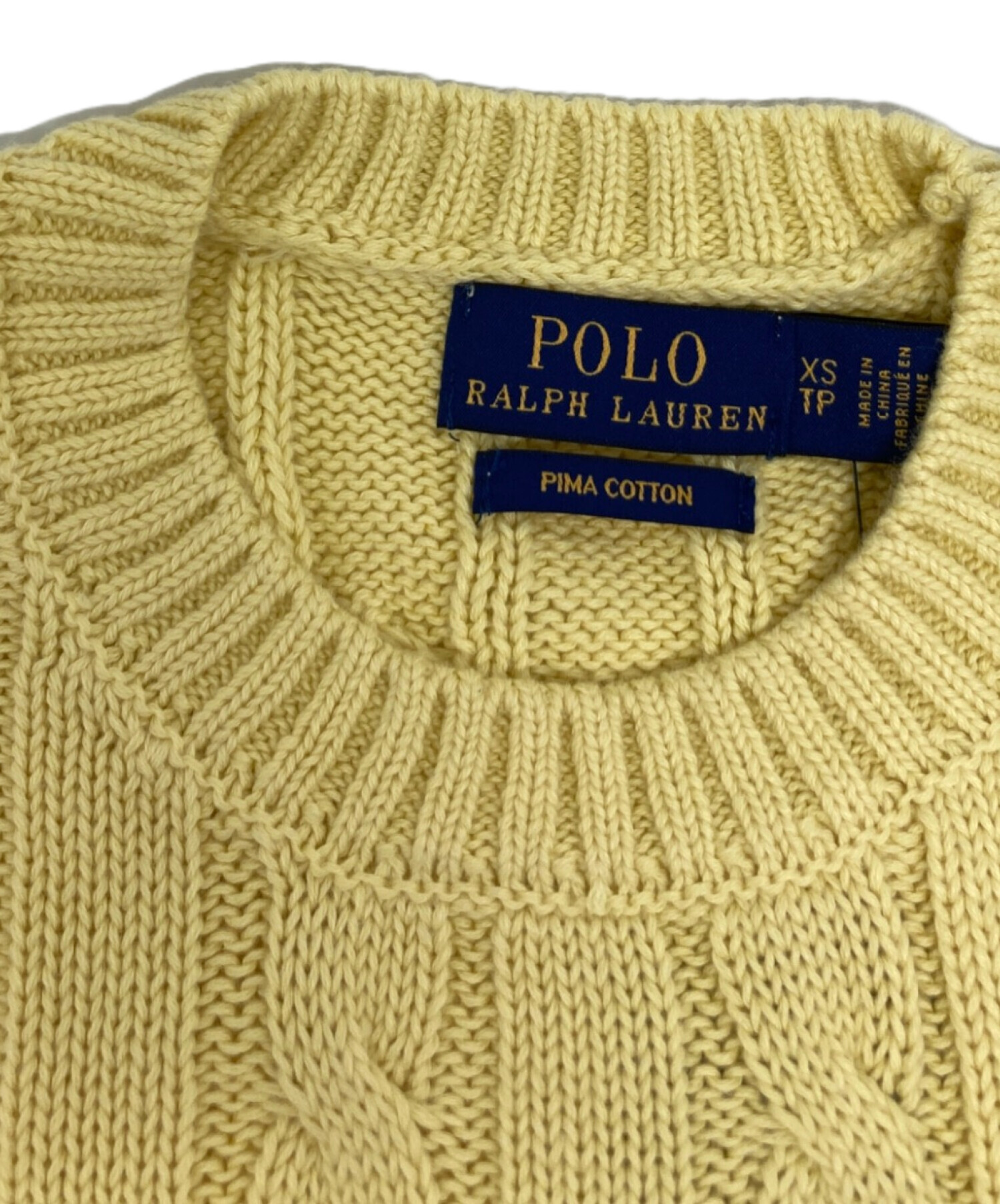 美品 ポロ ラルフローレン ケーブルニット 半袖 イエロー XSサイズ 中古・古着通販】POLO RALPH LAUREN (ポロ・ラルフローレン) 半袖