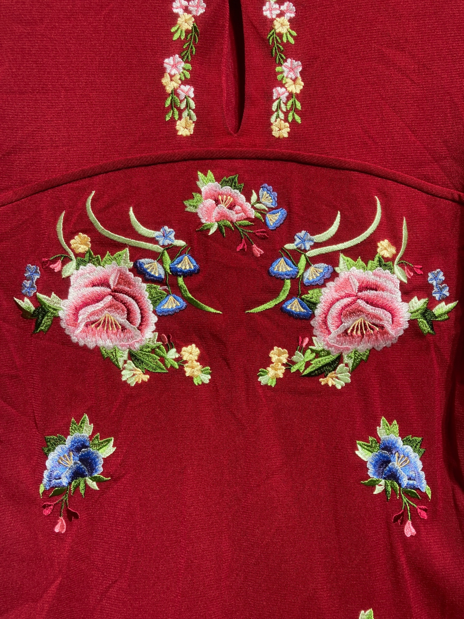 ヴィヴィアンタム パワーネットワンピース S 牡丹 花柄 レッド 赤 ギャザー 中古・古着通販】VIVIENNE TAM (ヴィヴィアンタム) Multi flower
