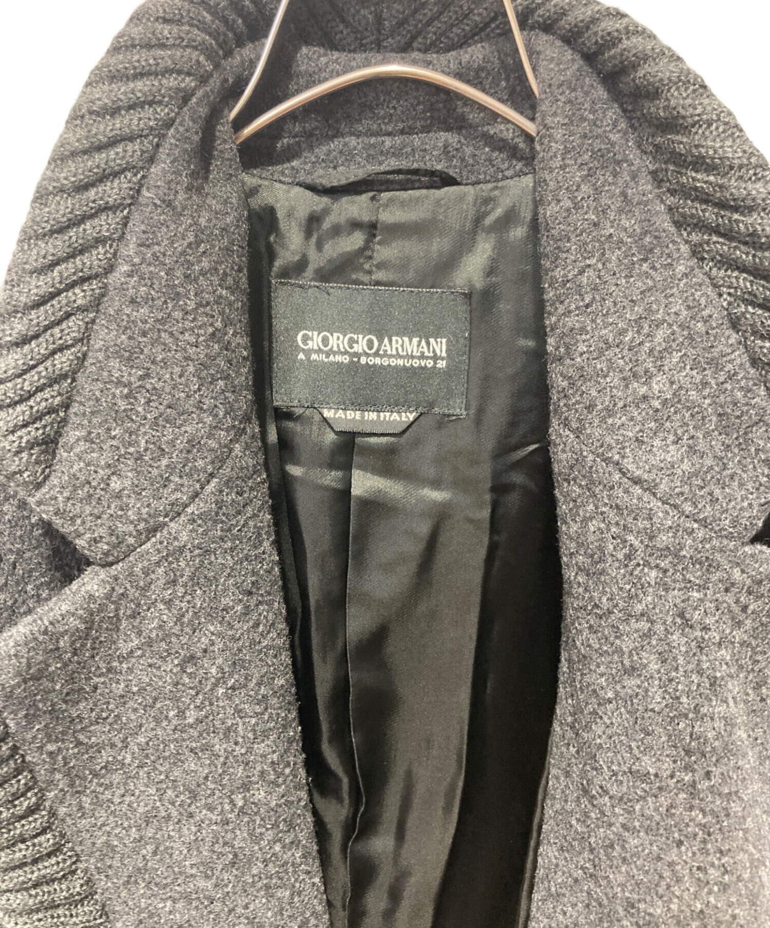 【GIORGIO ARMANI】アルマーニ ロングコート グレー 中古・古着通販】GIORGIO ARMANI (ジョルジオアルマーニ) ダブルロング