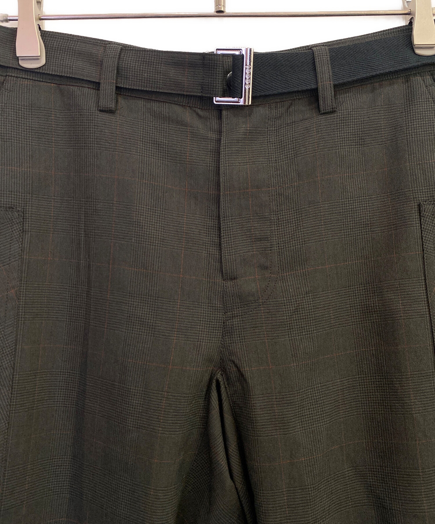 【美品】sacai サカイ グレンチェック柄 スラックス パンツ サイズ1 中古・古着通販】sacai (サカイ) グレンチェックウールパンツ グレー