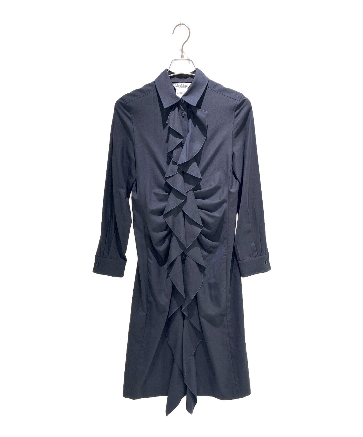 中古・古着通販】MaxMara (マックスマーラ) フリルシャツワンピース