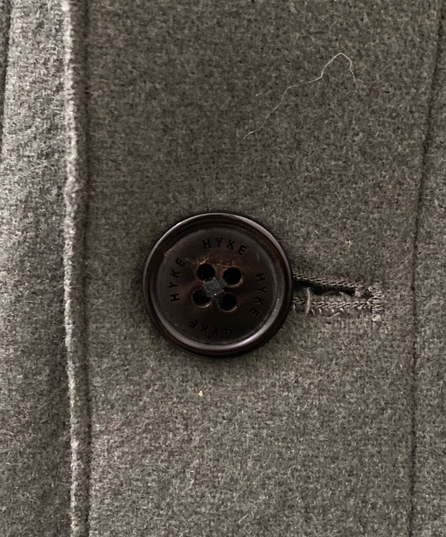 中古・古着通販】HYKE (ハイク) MELTON HOODED WORK COAT グリーン