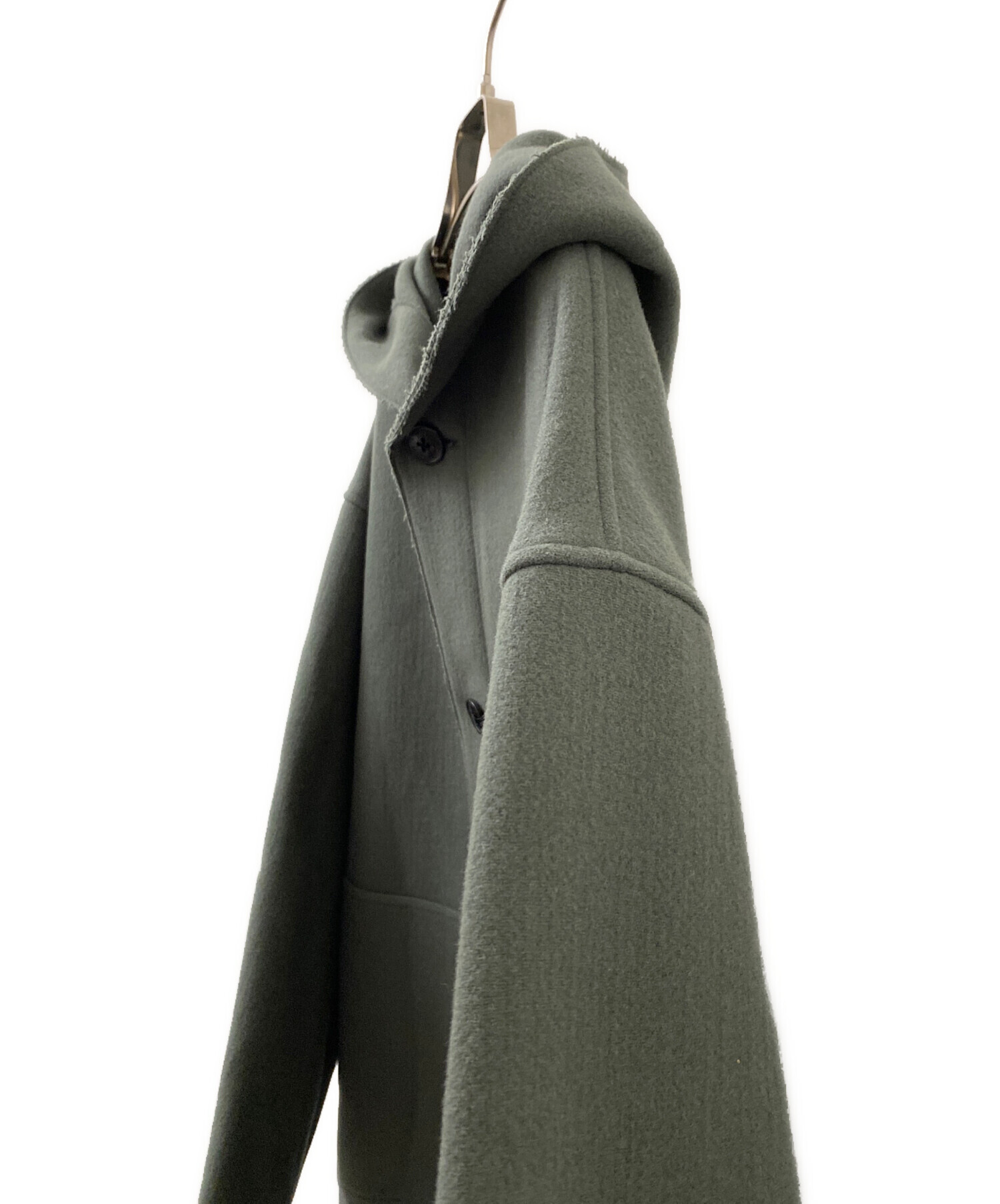 中古・古着通販】HYKE (ハイク) MELTON HOODED WORK COAT グリーン