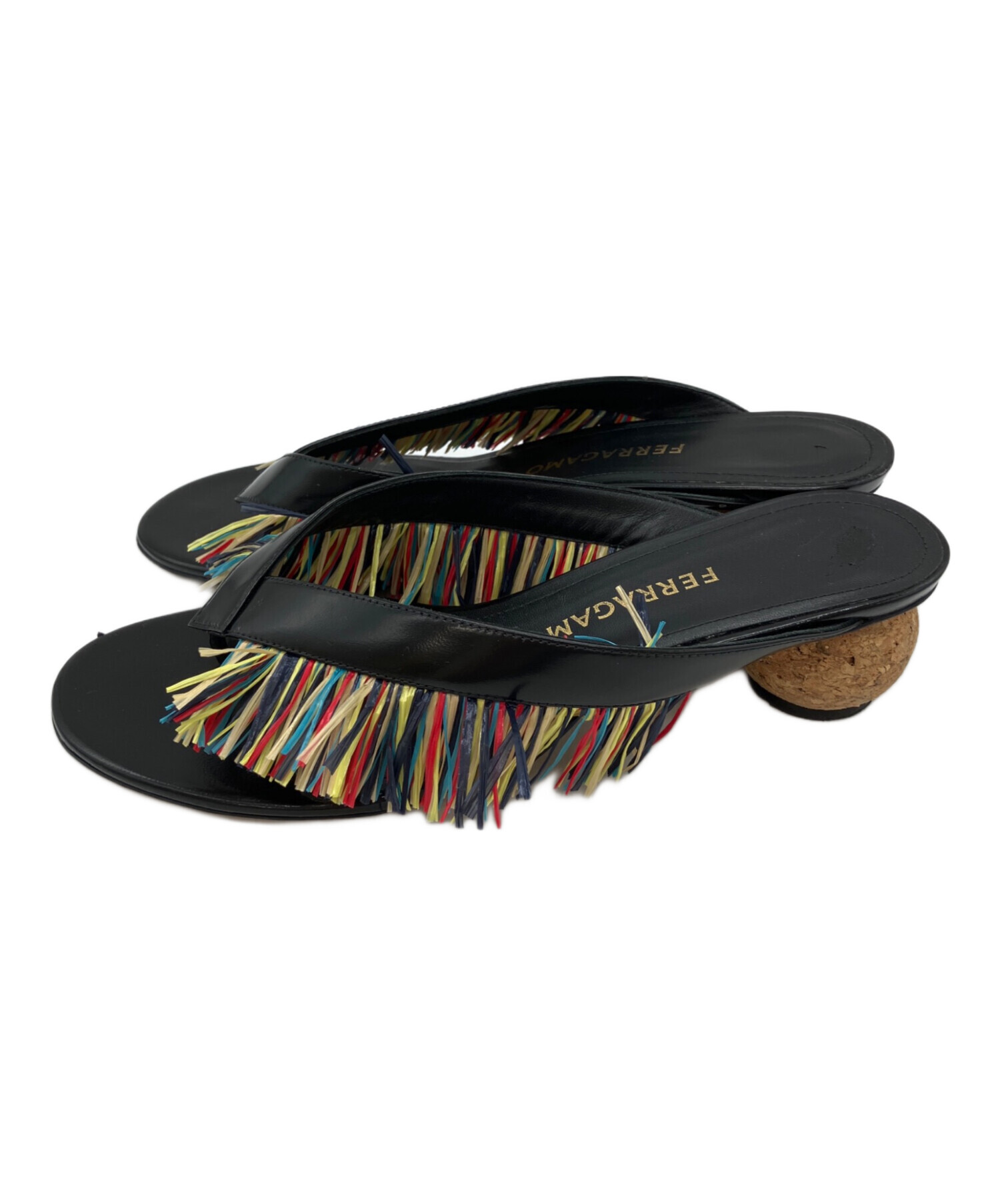 中古・古着通販】Ferragamo (フェラガモ) サンダル ブラック サイズ:8
