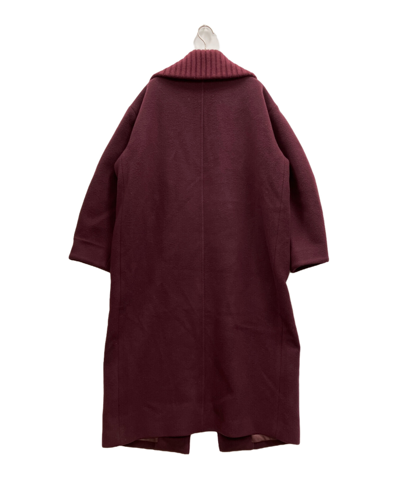CLANE クラネ ロングコート サイズ1 ベルト 古着 中古・古着通販】CLANE (クラネ) RIB COLLAR WOOL LONG COAT ボルドー