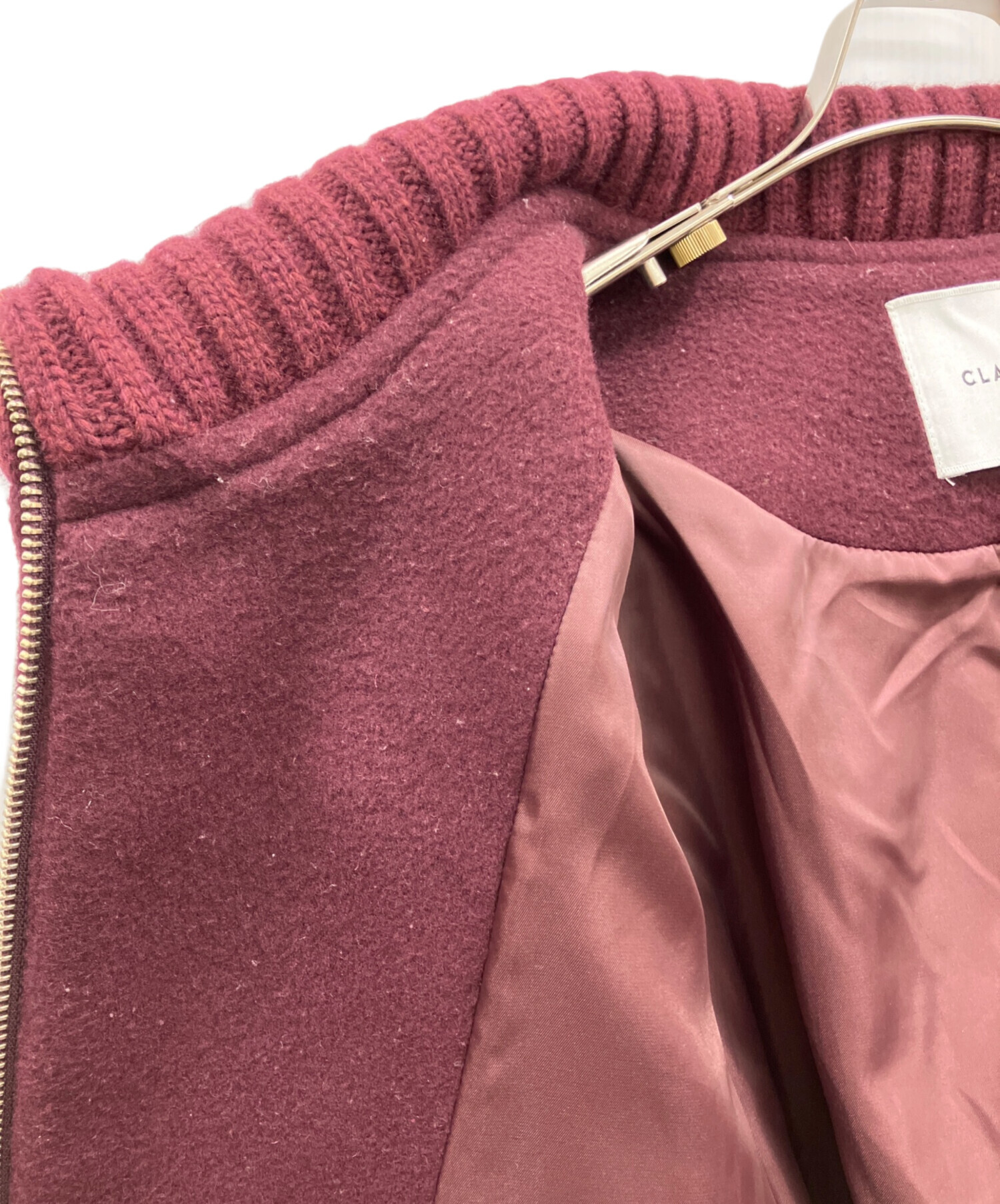 未使用 CLANE 23AW RIB COLLAR WOOL LONG COAT 中古・古着通販】CLANE (クラネ) RIB COLLAR WOOL LONG COAT ボルドー