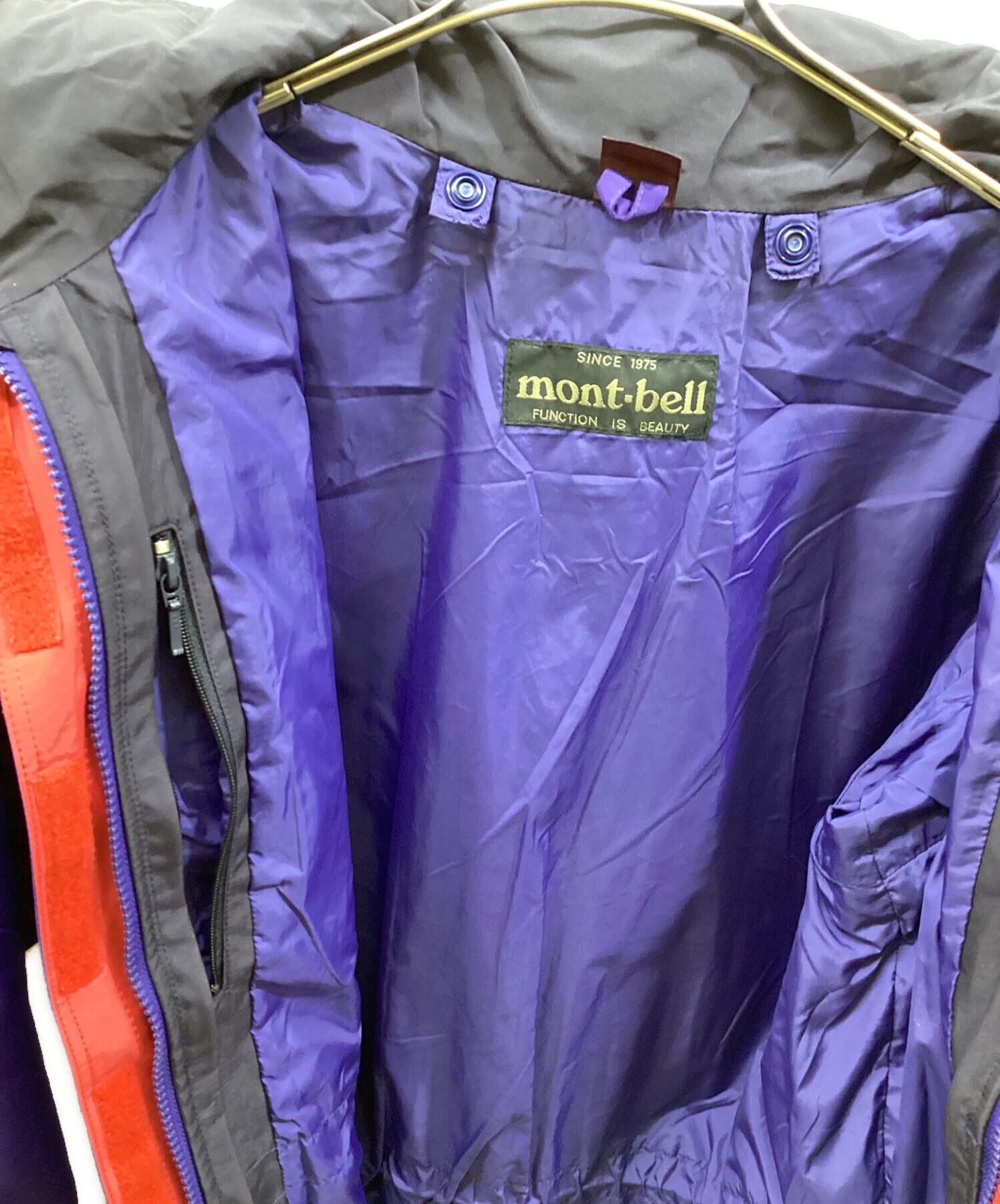 90s mont-bell 激レア フード付きナイロンジャケット L パープル 中古