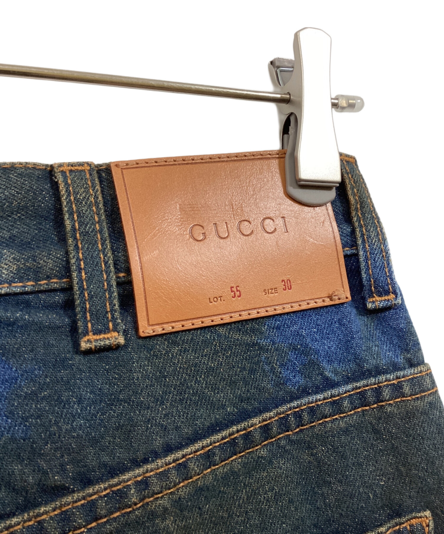 中古・古着通販】GUCCI (グッチ) 加工テーパードデニムパンツ 