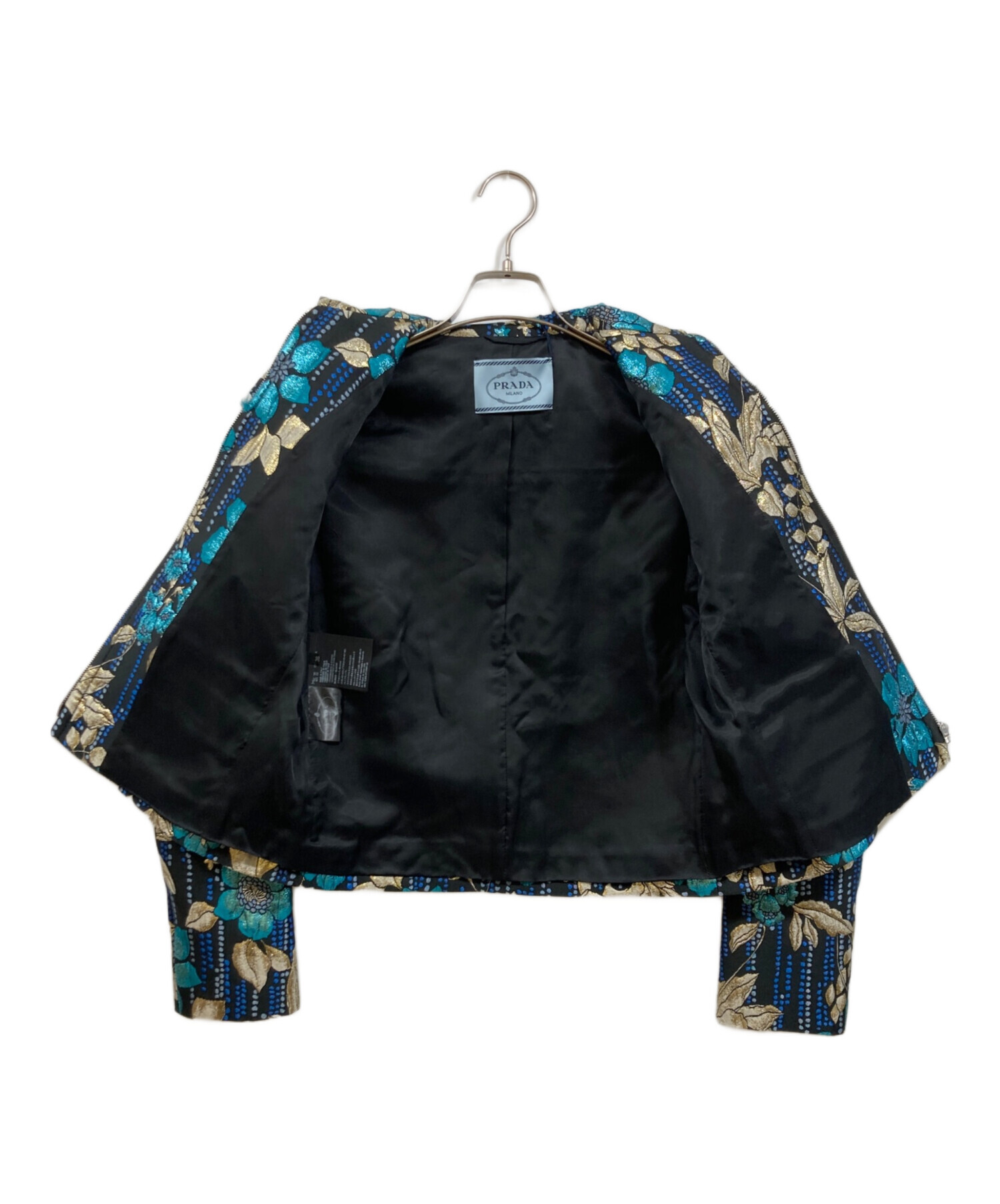 美品☆プラダ CLOQUET FLOWER JACKET ジャガード ブルゾン 中古・古着通販】PRADA (プラダ) CLOQUET FLOWER JACKET ブラック