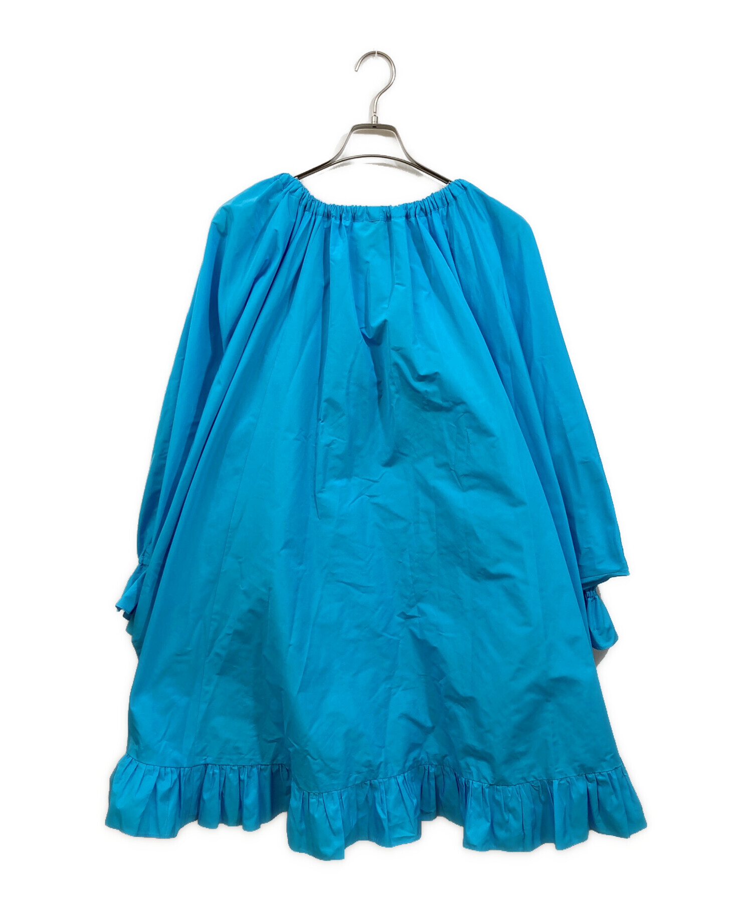 中古・古着通販】patou (パトゥ) ポリエステルフリルワンピース ブルー  