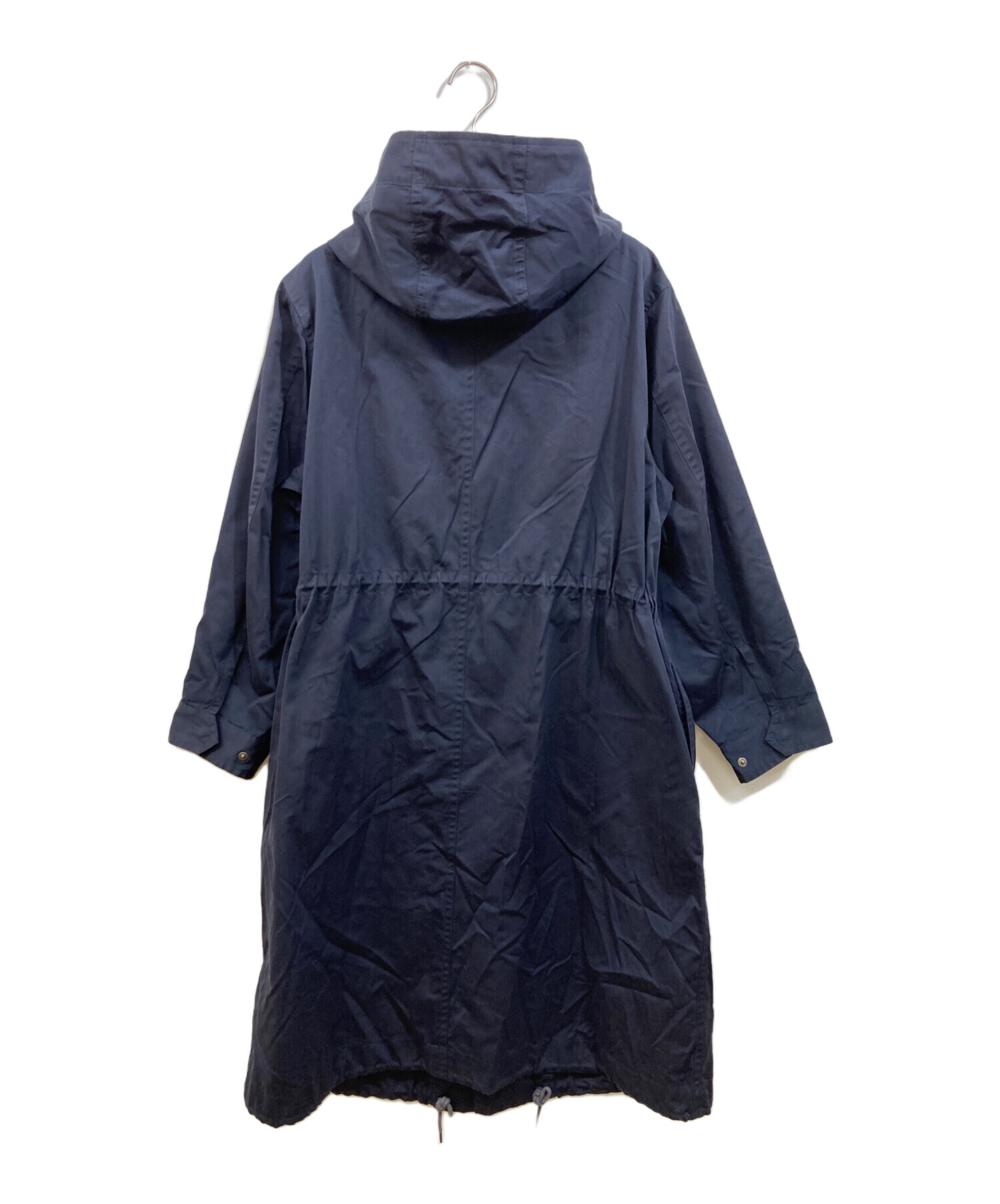 希少 イレーヴ コットンシルクモッズコート 紺 フードロングブルゾン