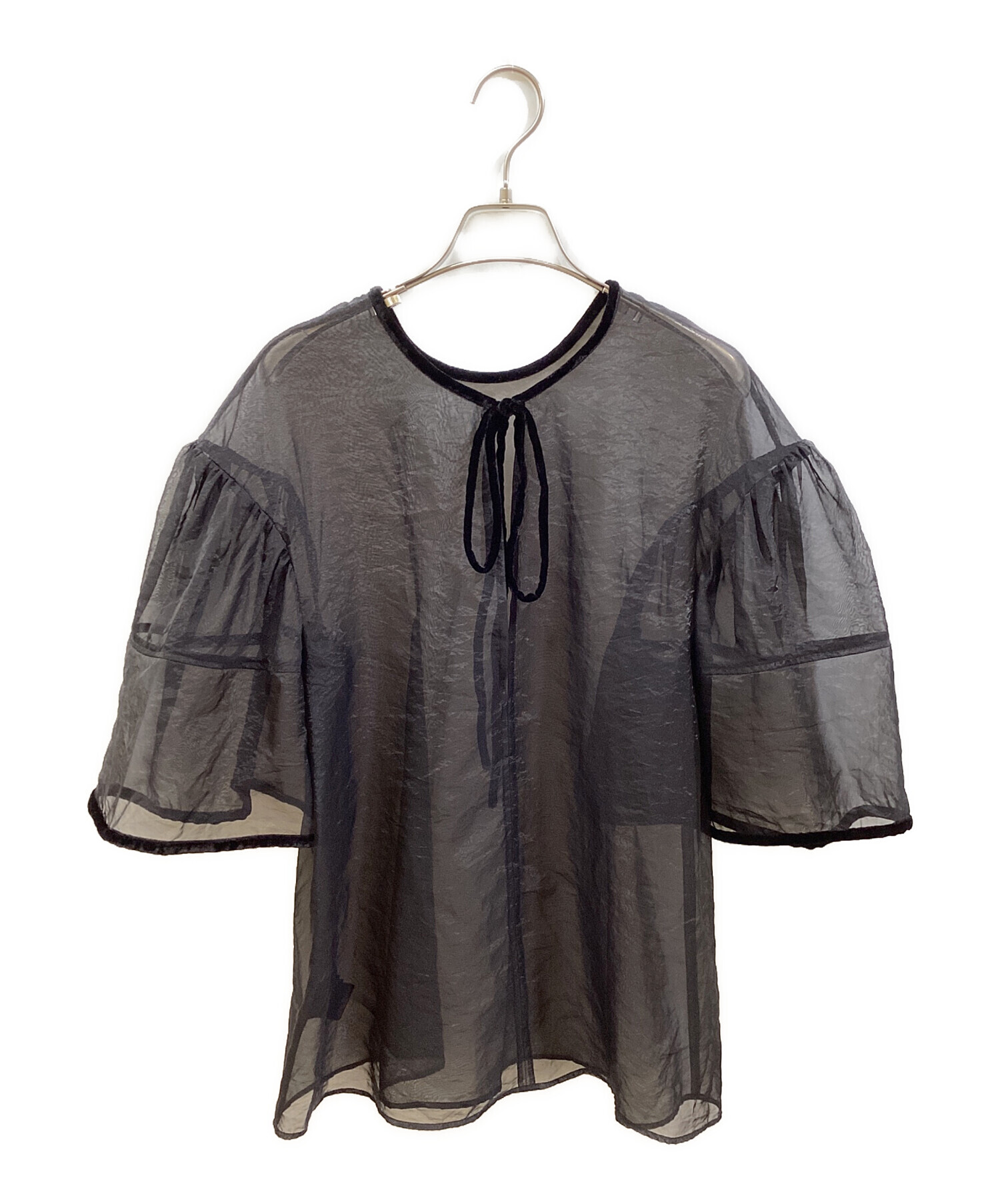 中古・古着通販】CLANE (クラネ) VELOR PIPNIG SHEER BLOUSE ブラック 
