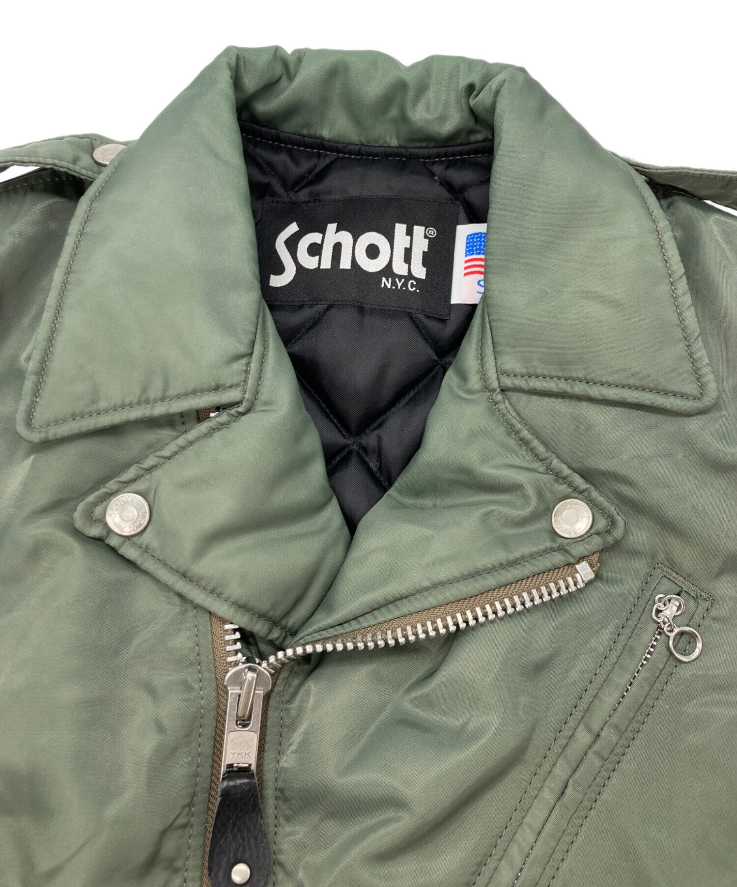 ⭐︎最終値下げ⭐︎90's Schott ナイロンライダースジャケット 中古・古着通販】Schott (ショット) ナイロンライダースジャケット