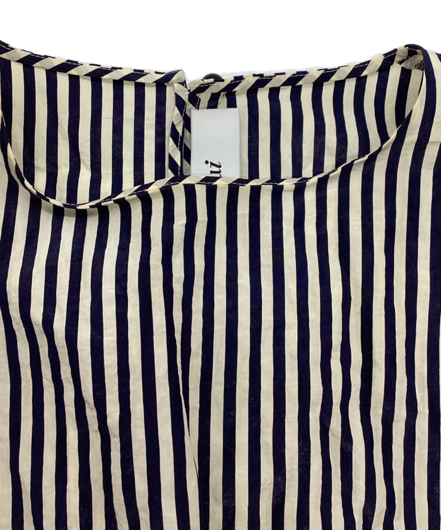 中古・古着通販】saqui (サキ) ストライプブラウス ホワイト×ネイビー 