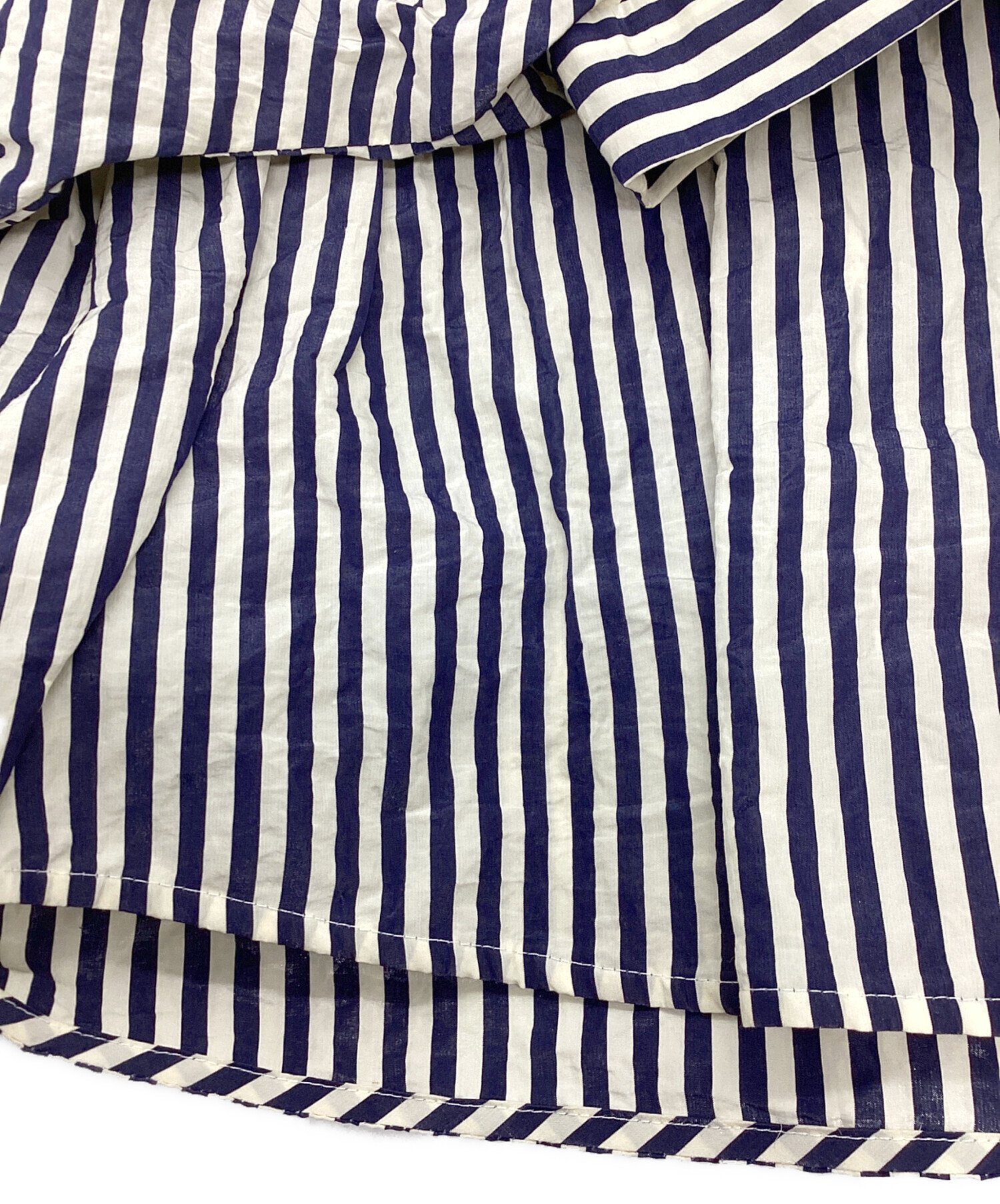 中古・古着通販】saqui (サキ) ストライプブラウス ホワイト×ネイビー 