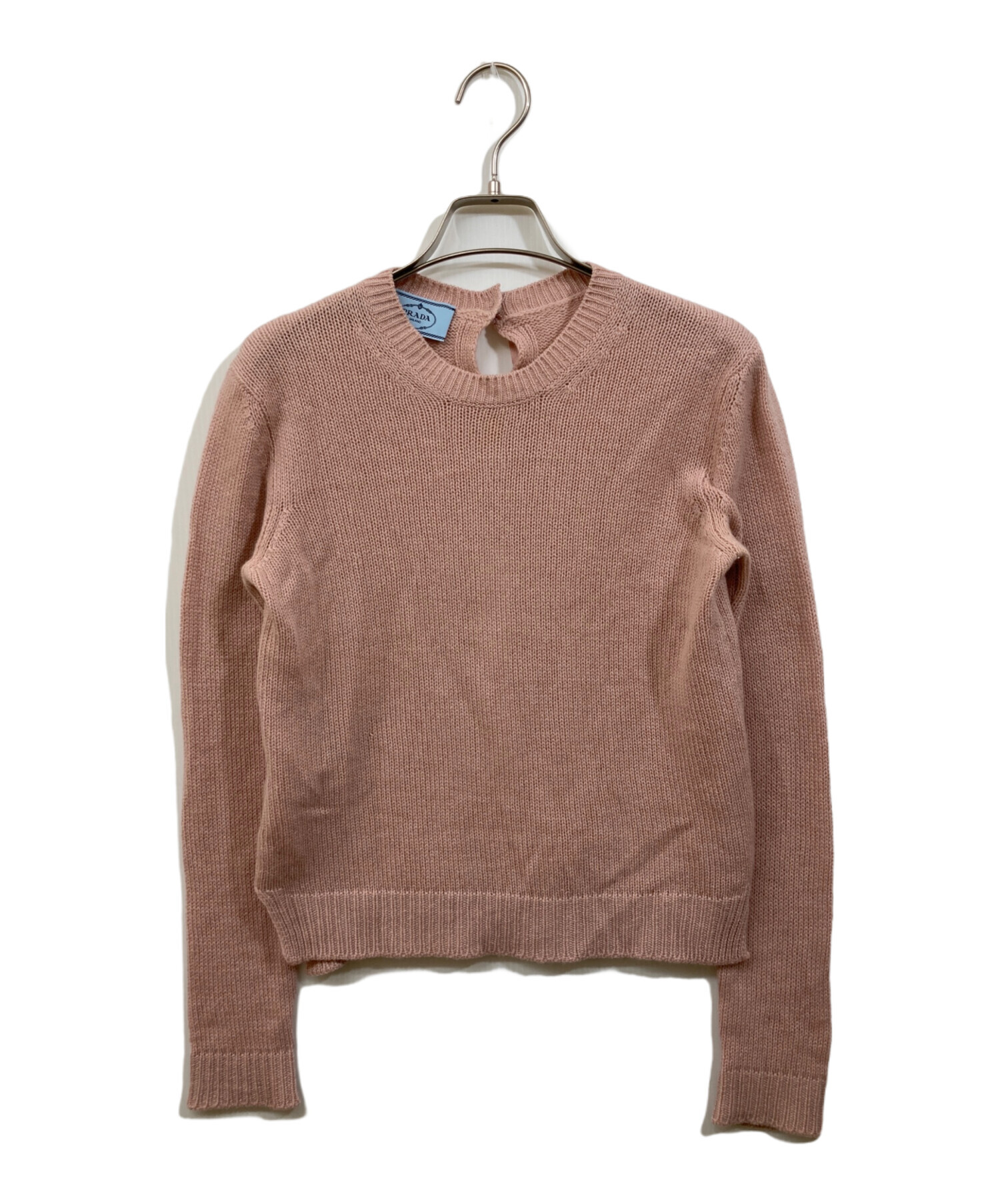 PRADA ♥ カシミヤ リボン ニット ピンク オフショルダー 36 中古・古着通販】PRADA (プラダ) カシミアリボンニット ピンク サイズ