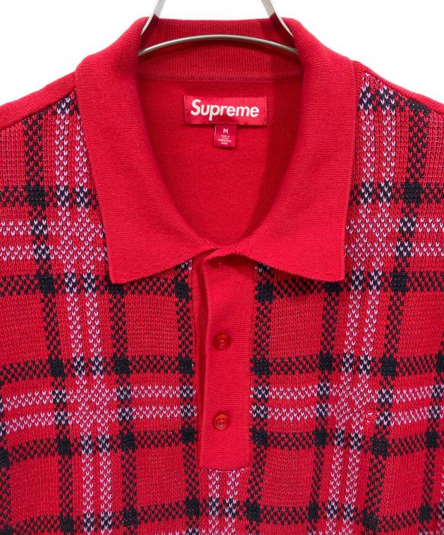 中古・古着通販】SUPREME (シュプリーム) plaid knit polo レッド