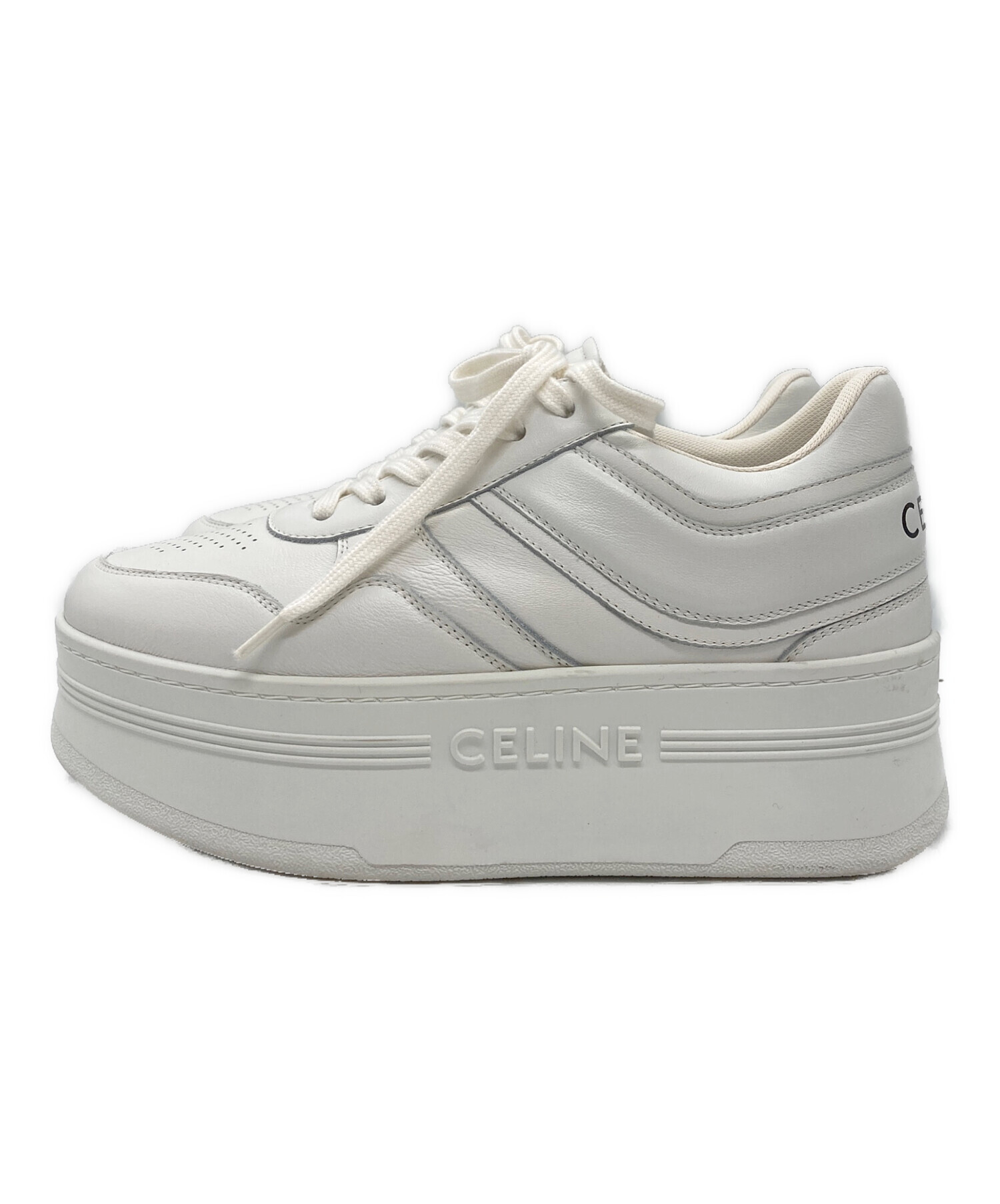 セリーヌブロックスニーカーホワイト 37サイズ 中古・古着通販】CELINE (セリーヌ) ブロックスニーカー ホワイト