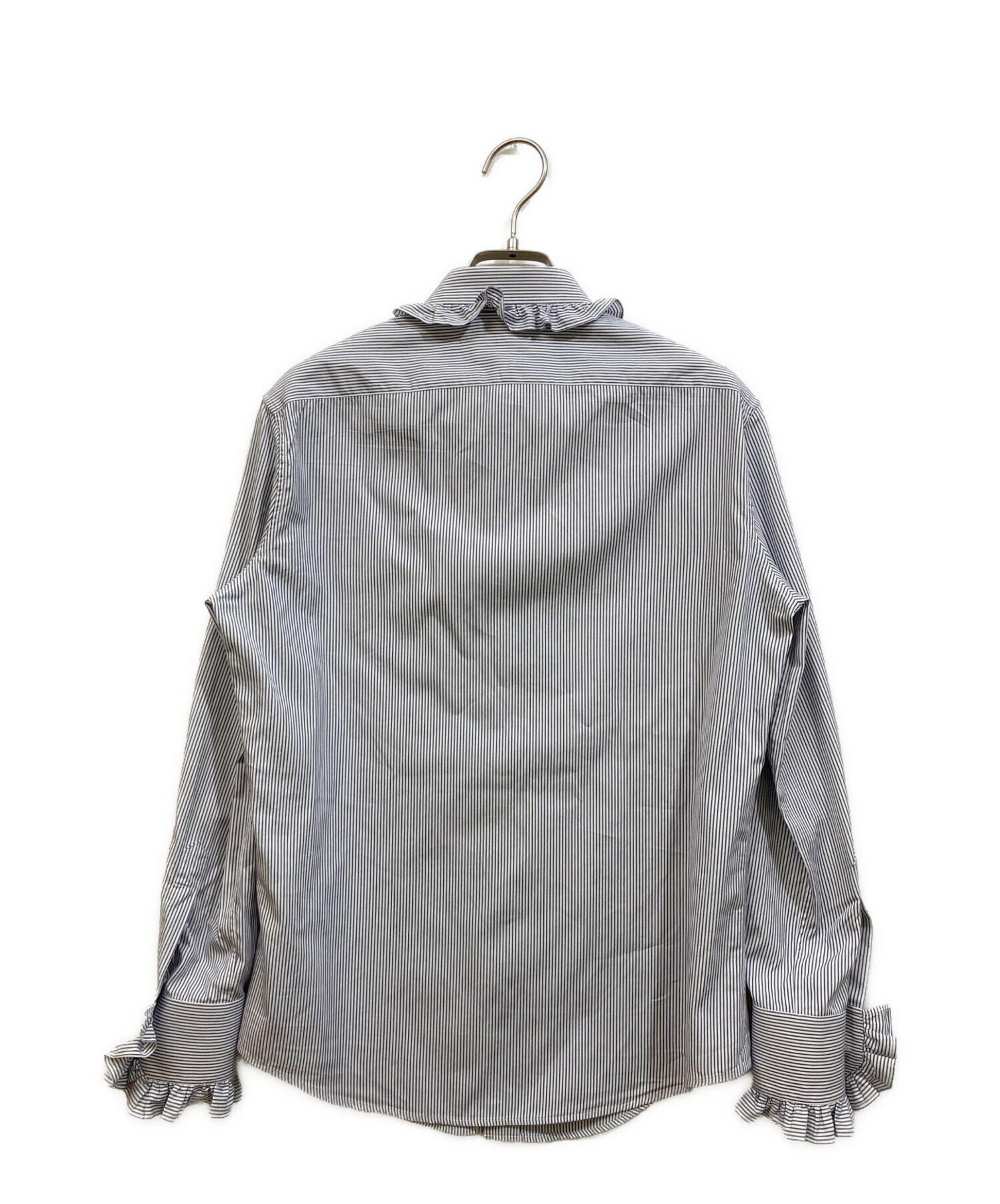 中古・古着通販】CELINE (セリーヌ) フリル ストライプ長袖シャツ