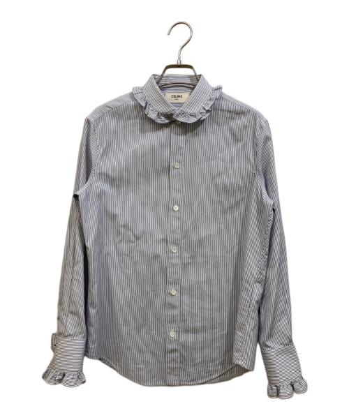 中古・古着通販】CELINE (セリーヌ) フリル ストライプ長袖シャツ