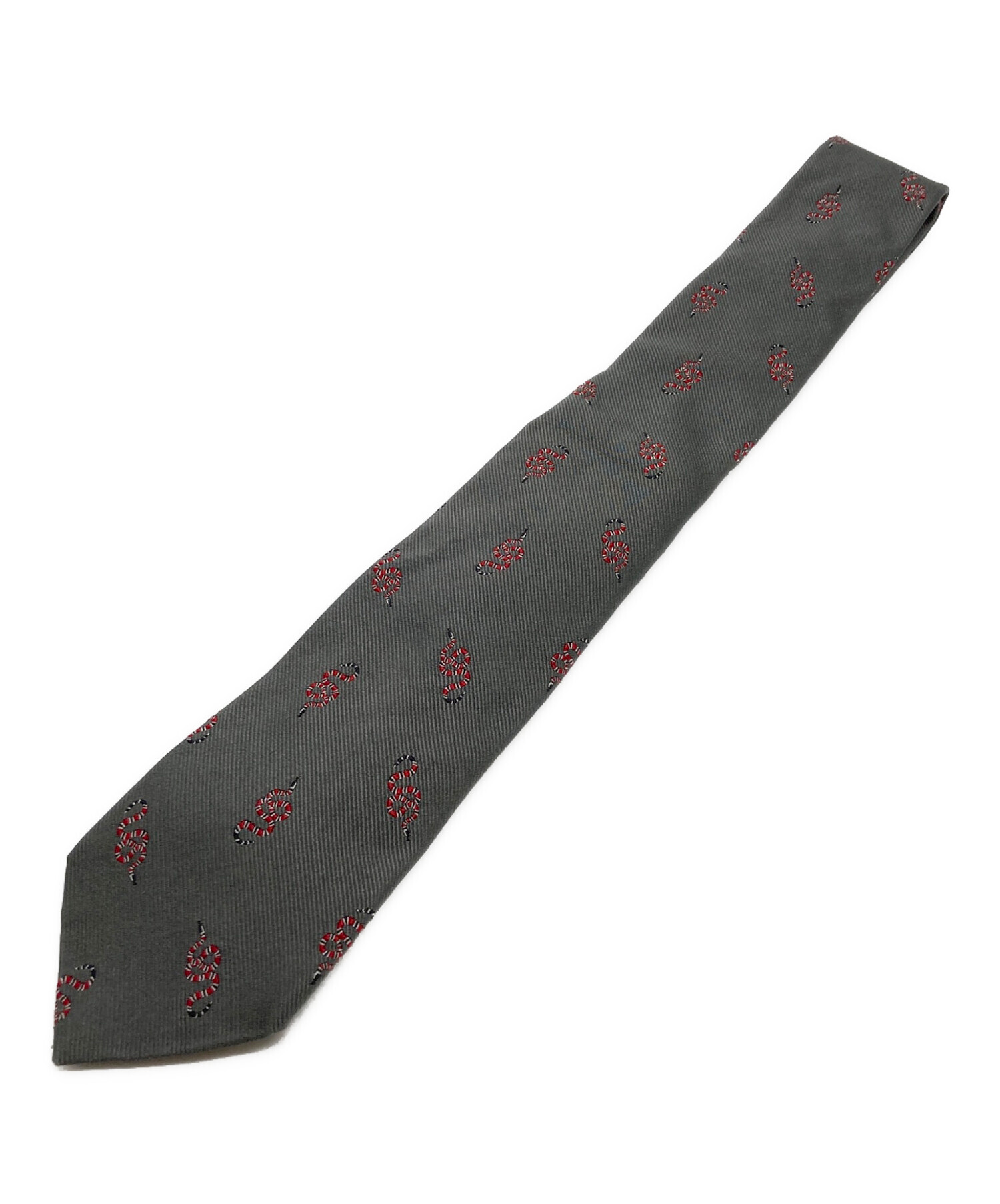 ま*る様 GUCCI シルクネクタイ 蛇刺繍 中古・古着通販】GUCCI (グッチ) 蛇柄シルクネクタイ ベージュ サイズ