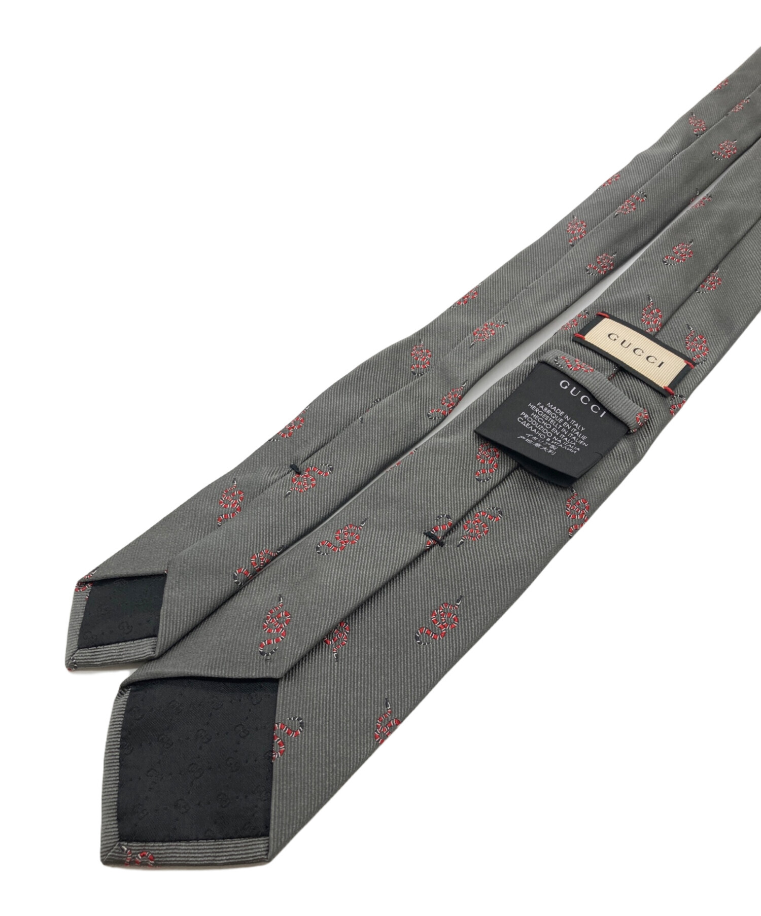 中古・古着通販】GUCCI (グッチ) 蛇柄シルクネクタイ ベージュ サイズ