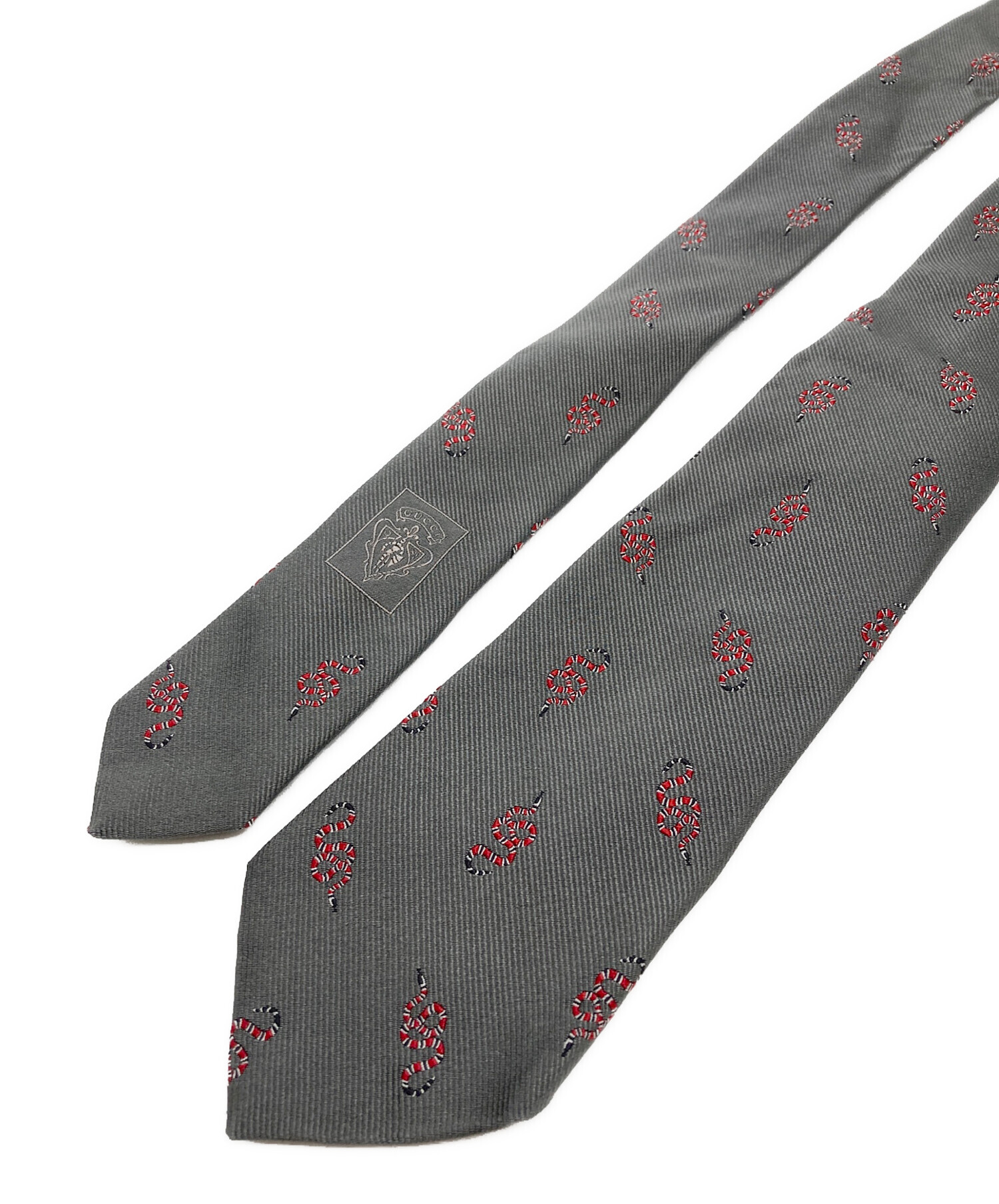 中古・古着通販】GUCCI (グッチ) 蛇柄シルクネクタイ ベージュ サイズ