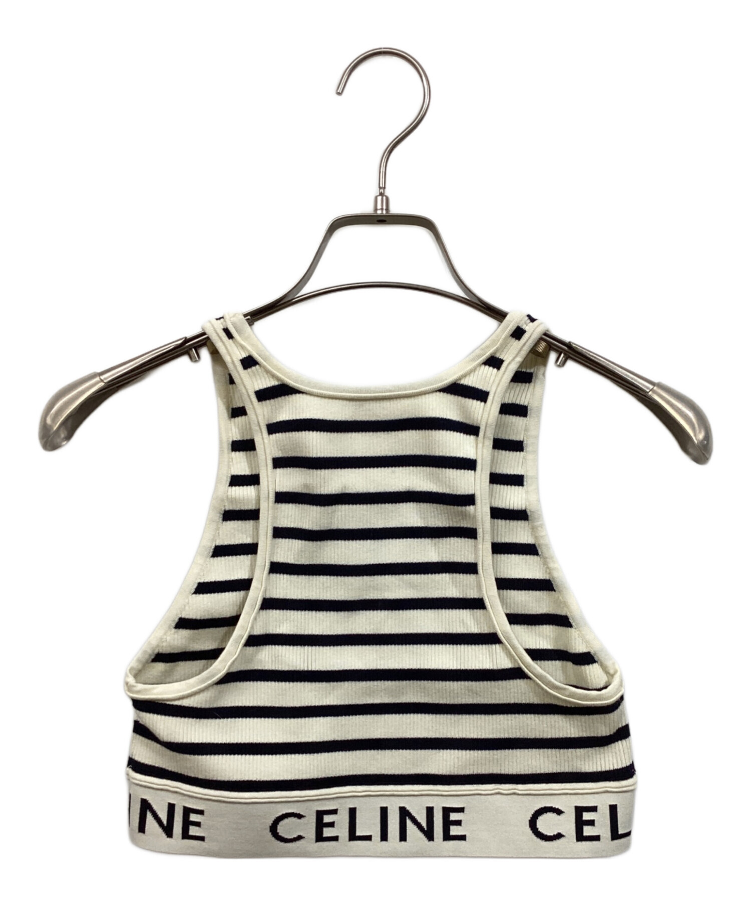 CELINE セリーヌ ロゴ ボーダー タンクトップ スポーツブラ アスレチック 中古・古着通販】CELINE (セリーヌ) ロゴ スポーツブラ ボーダー