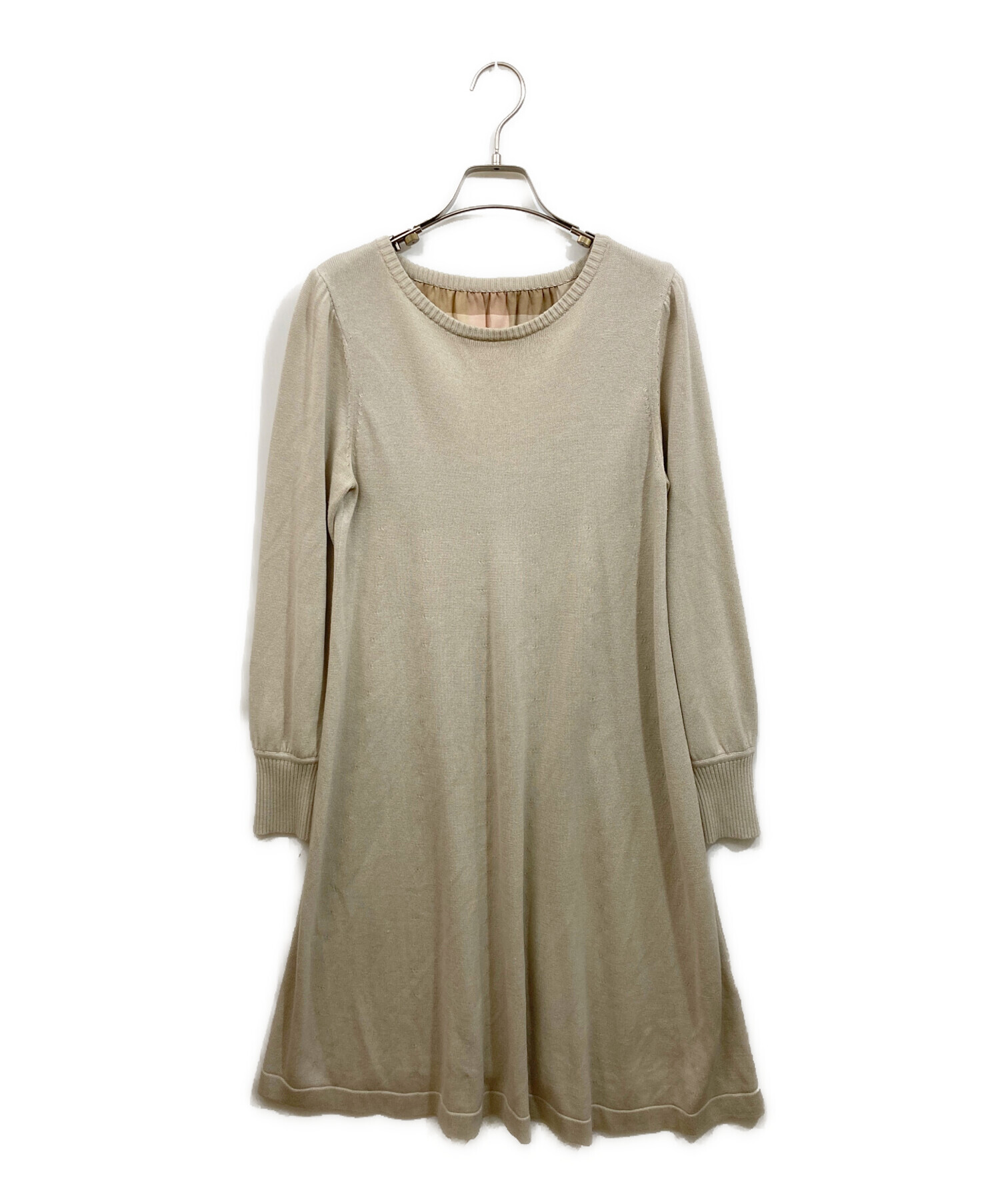 BLUE LABEL ニットワンピース ベージュ 38 BLUE LABEL CRESTBRIDGE