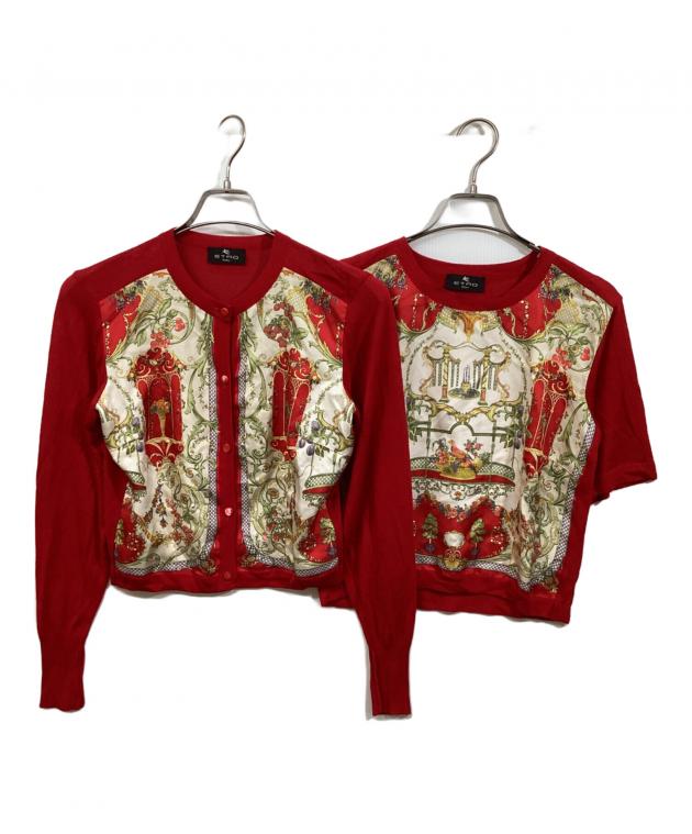 エトロ　ETRO シルク　100% 総柄　カーディガン 中古・古着通販】ETRO (エトロ) シルク切替アンサンブルカーディガン