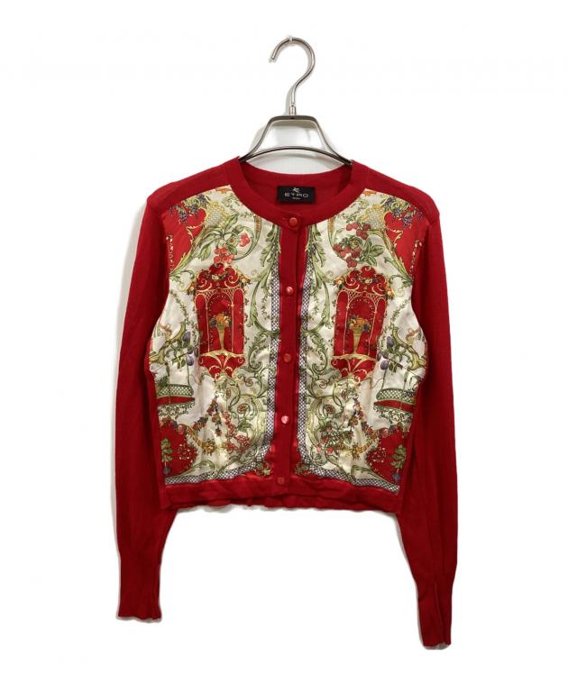 [美品]ETRO エトロ　シルクプリント切り替え デザインニット カーディガン 中古・古着通販】ETRO (エトロ) シルク切替アンサンブルカーディガン