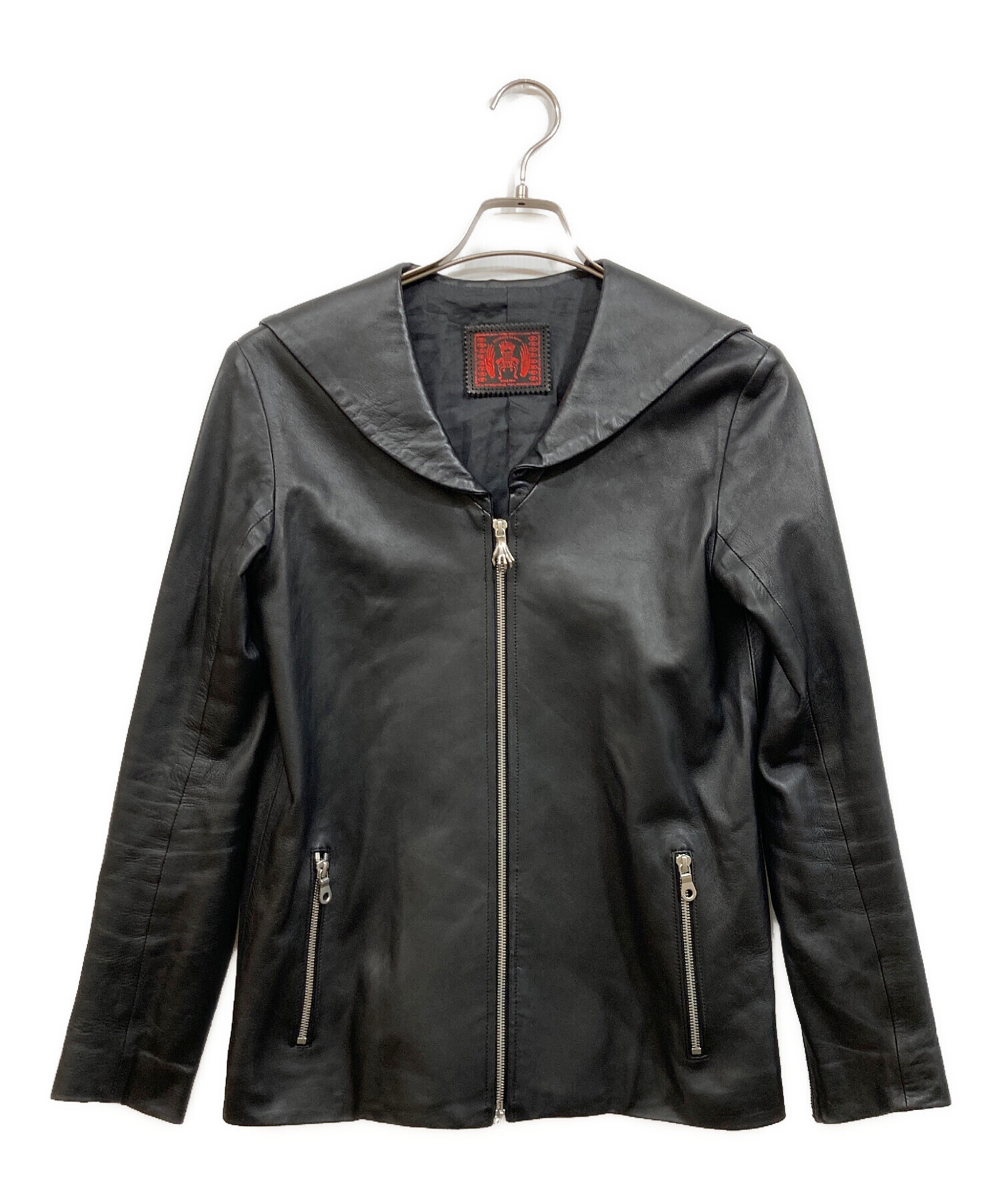 中古・古着通販】hazama (ハザマ) レザーセーラージャケット ブラック