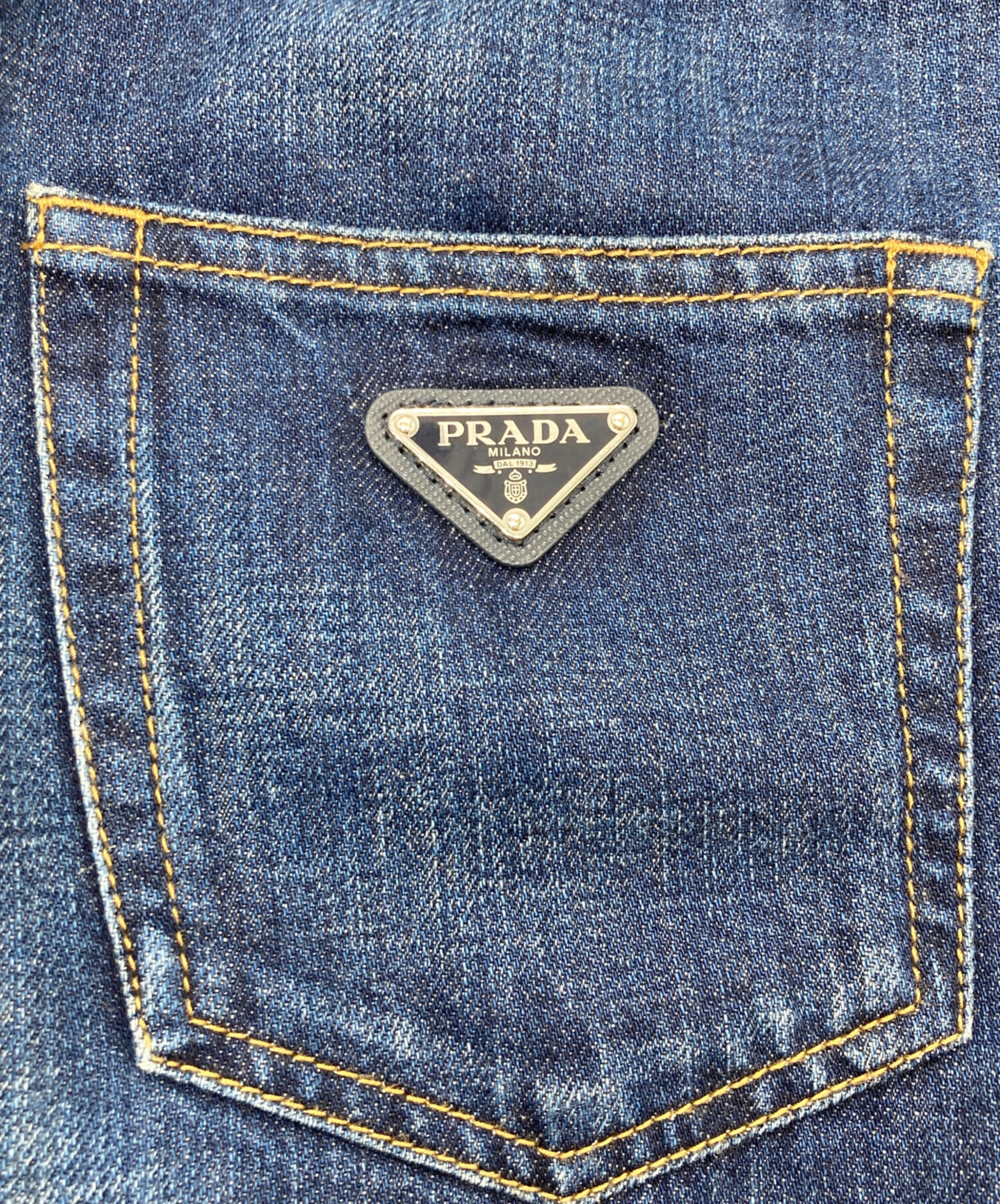 中古・古着通販】PRADA (プラダ) トライアングルロゴ デニムパンツ