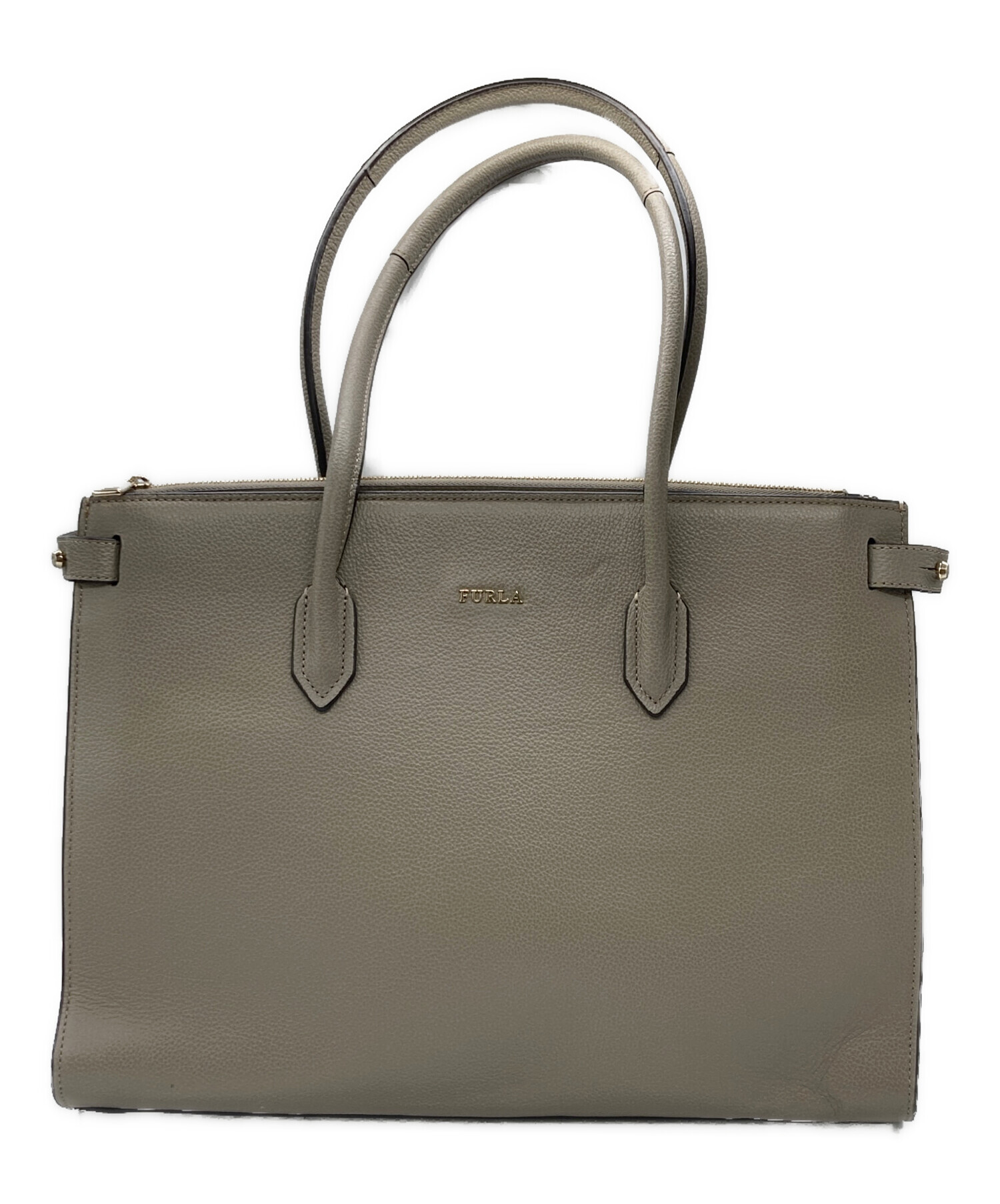 FURLA グレー トートバッグ FURLA グレー レザー トートバッグ