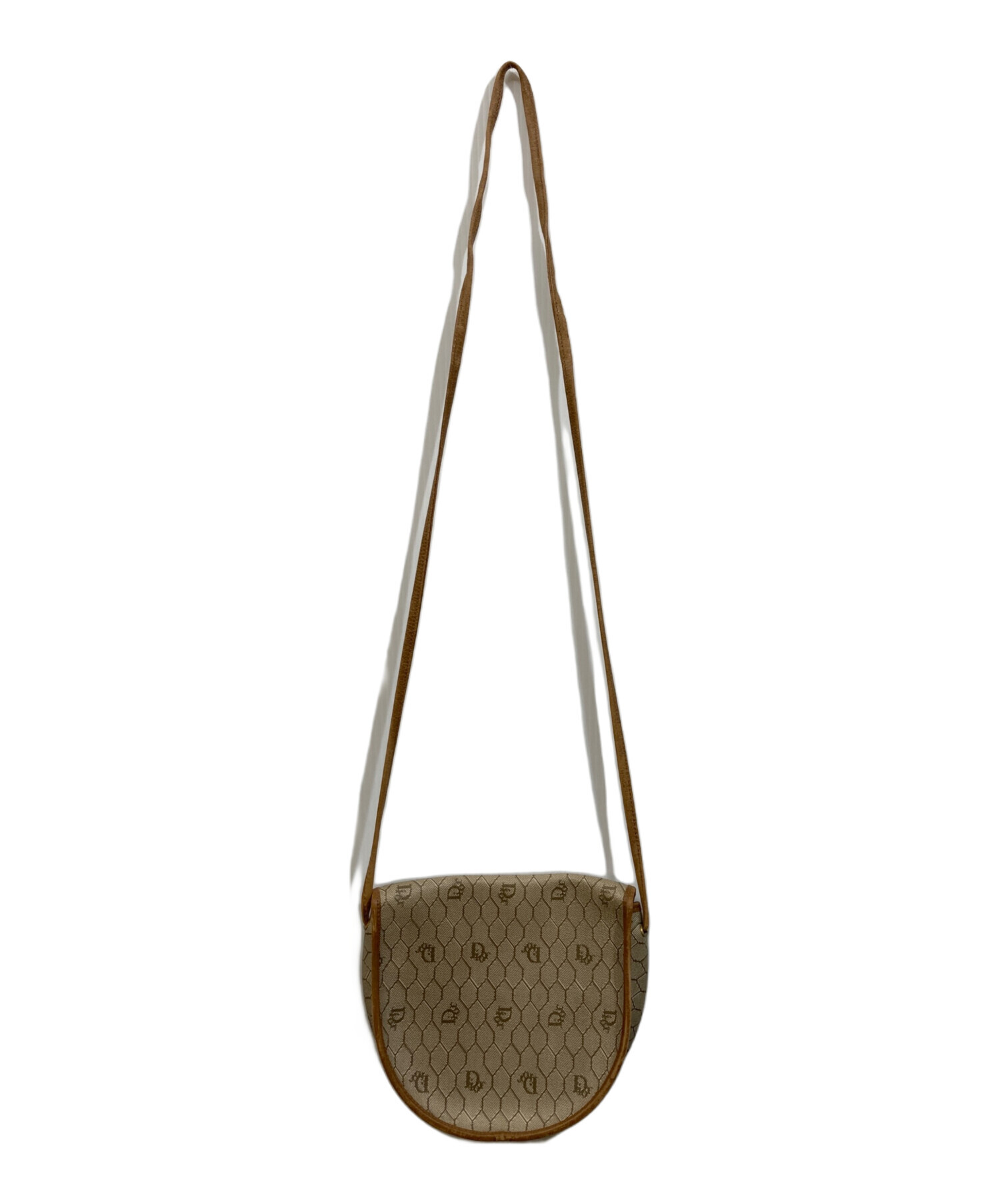 ｓｙ１０５２／クリスチャンディオール　ハニカム柄　ショルダーバッグ　かばん　鞄　ロゴ　ミニ　ヴィンテージ　Christian　Dior　６０ Christian Dior ハニカム ショルダー バッグ PVC レザー ベージュ