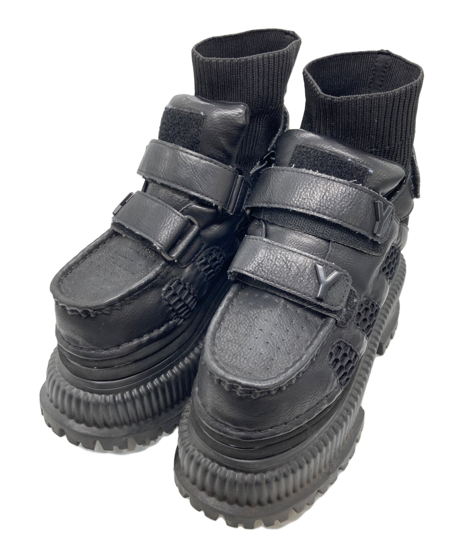 中古・古着通販】YELLO (イエロー) PLATFORM SHORT BOOTS ブラック