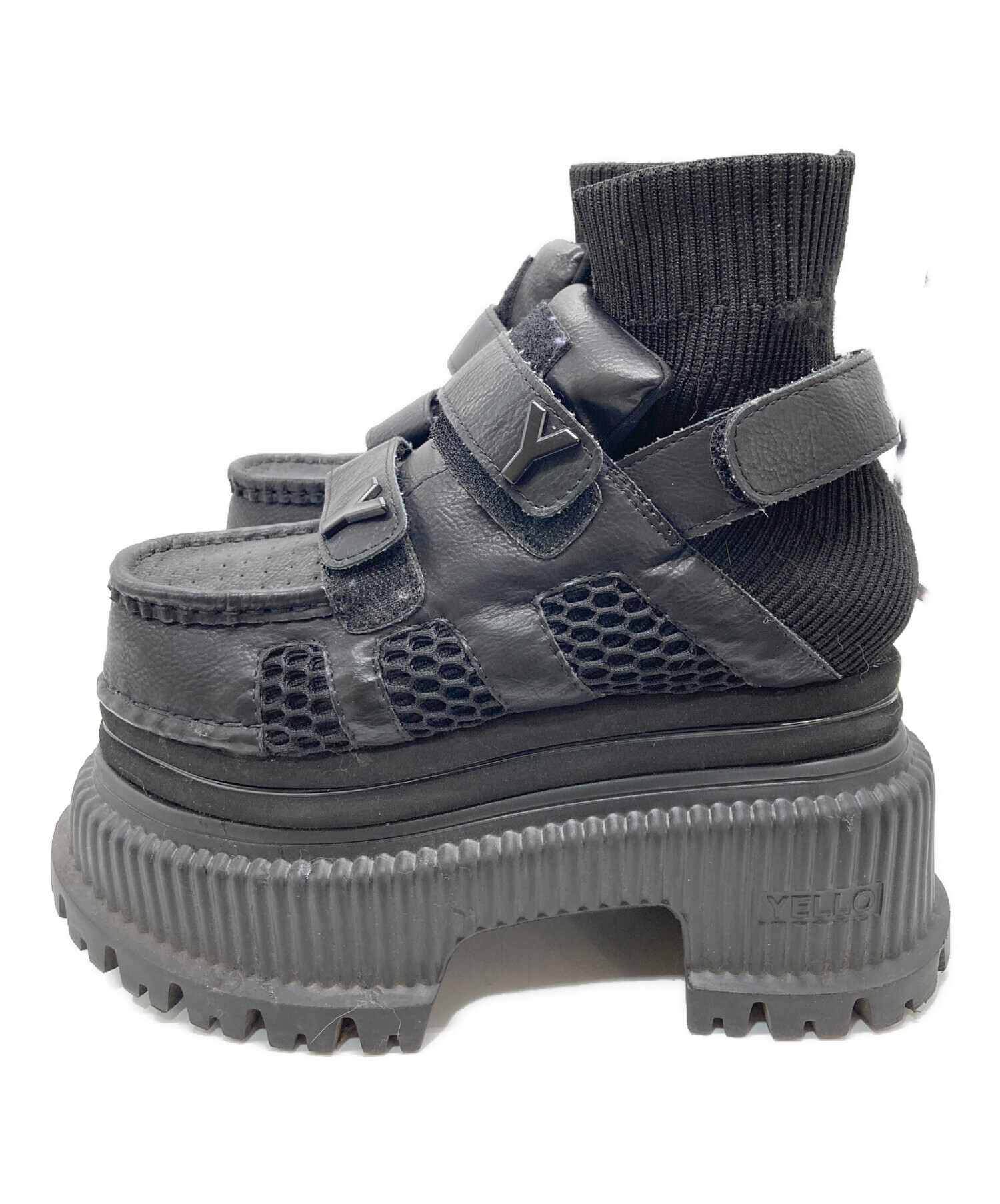 中古・古着通販】YELLO (イエロー) PLATFORM SHORT BOOTS ブラック
