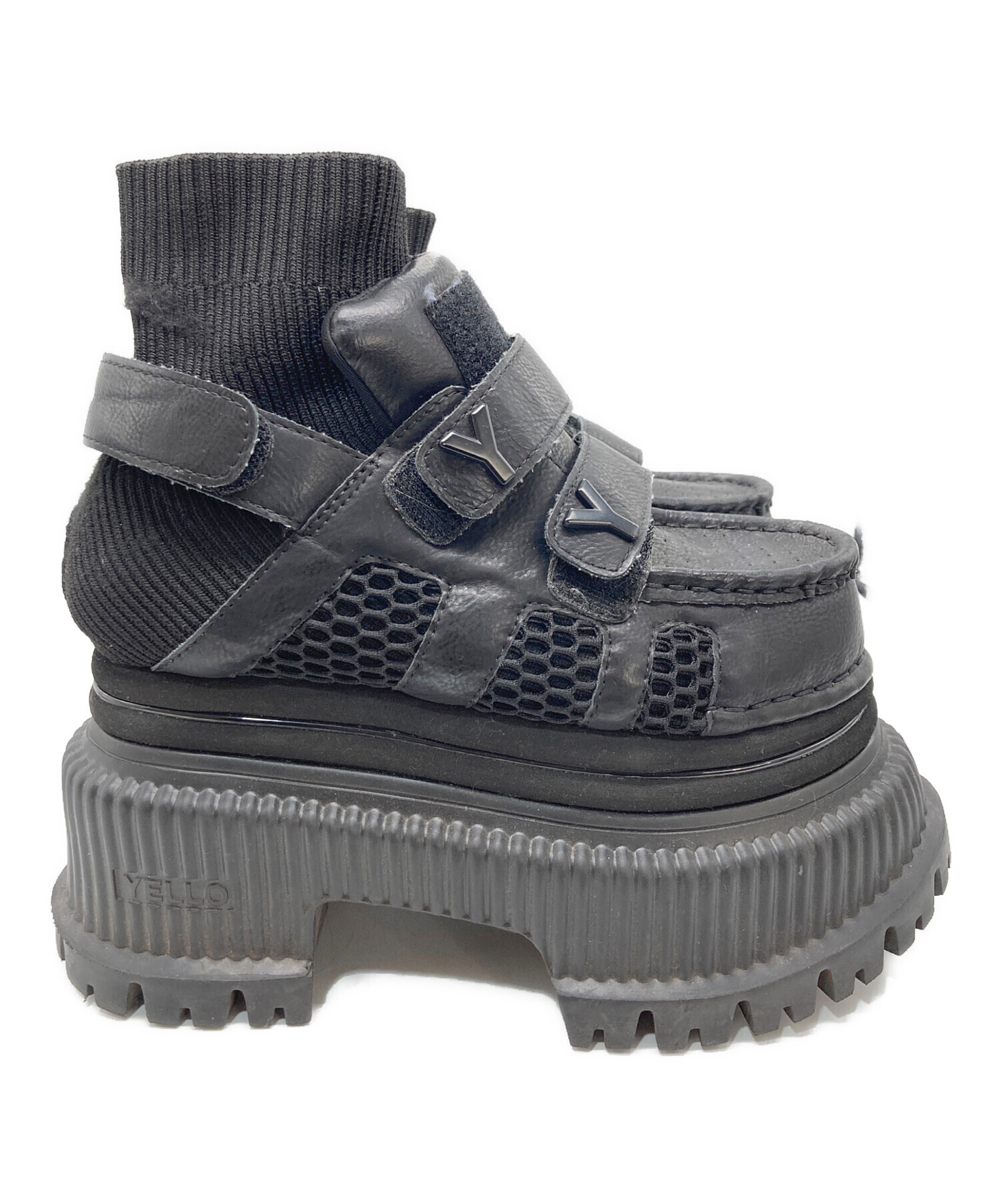 中古・古着通販】YELLO (イエロー) PLATFORM SHORT BOOTS ブラック