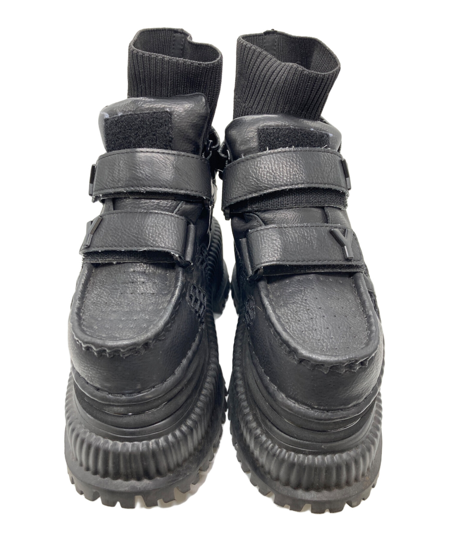 中古・古着通販】YELLO (イエロー) PLATFORM SHORT BOOTS ブラック