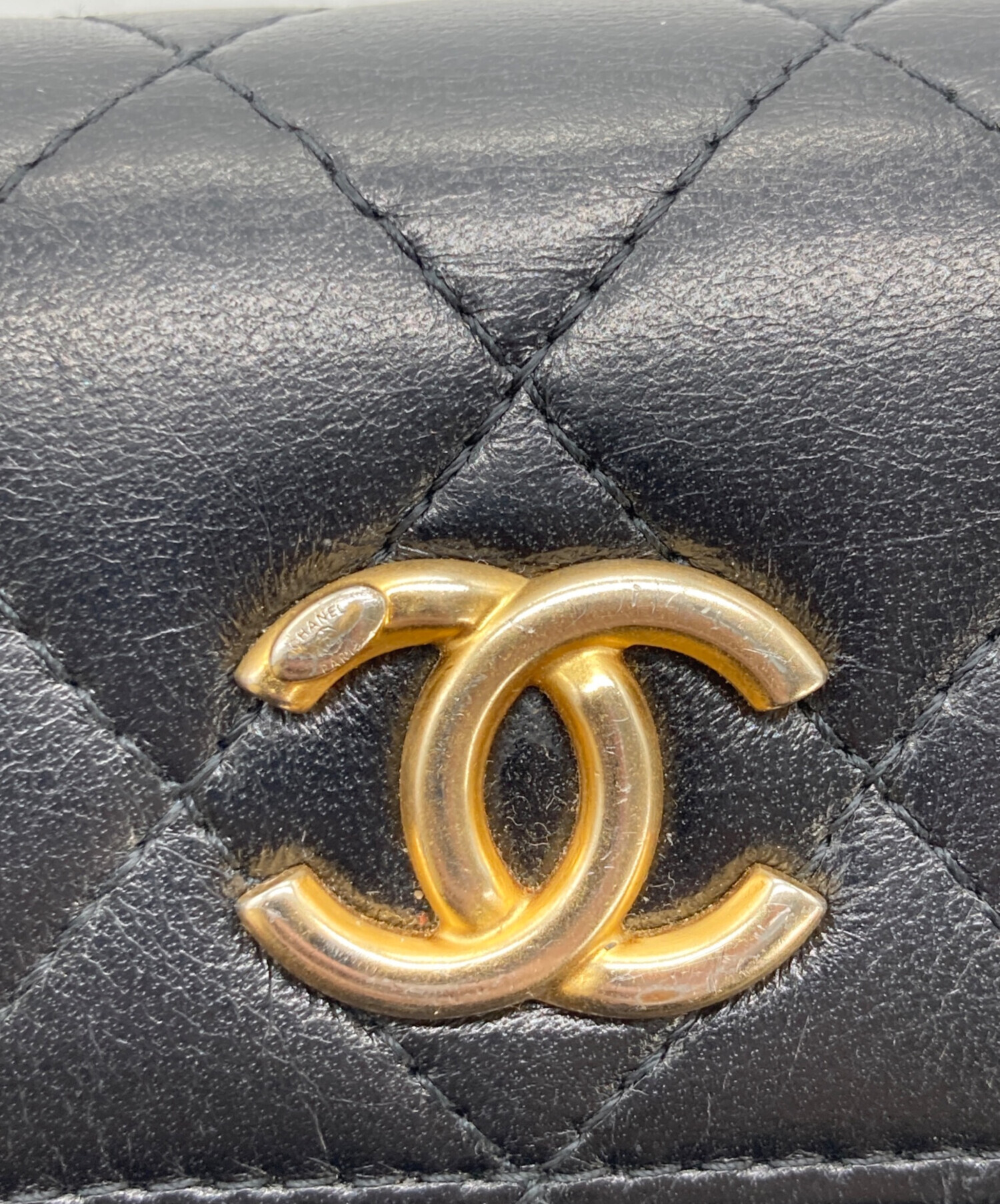 中古・古着通販】CHANEL (シャネル) 3つ折り財布 ブラック｜ブランド