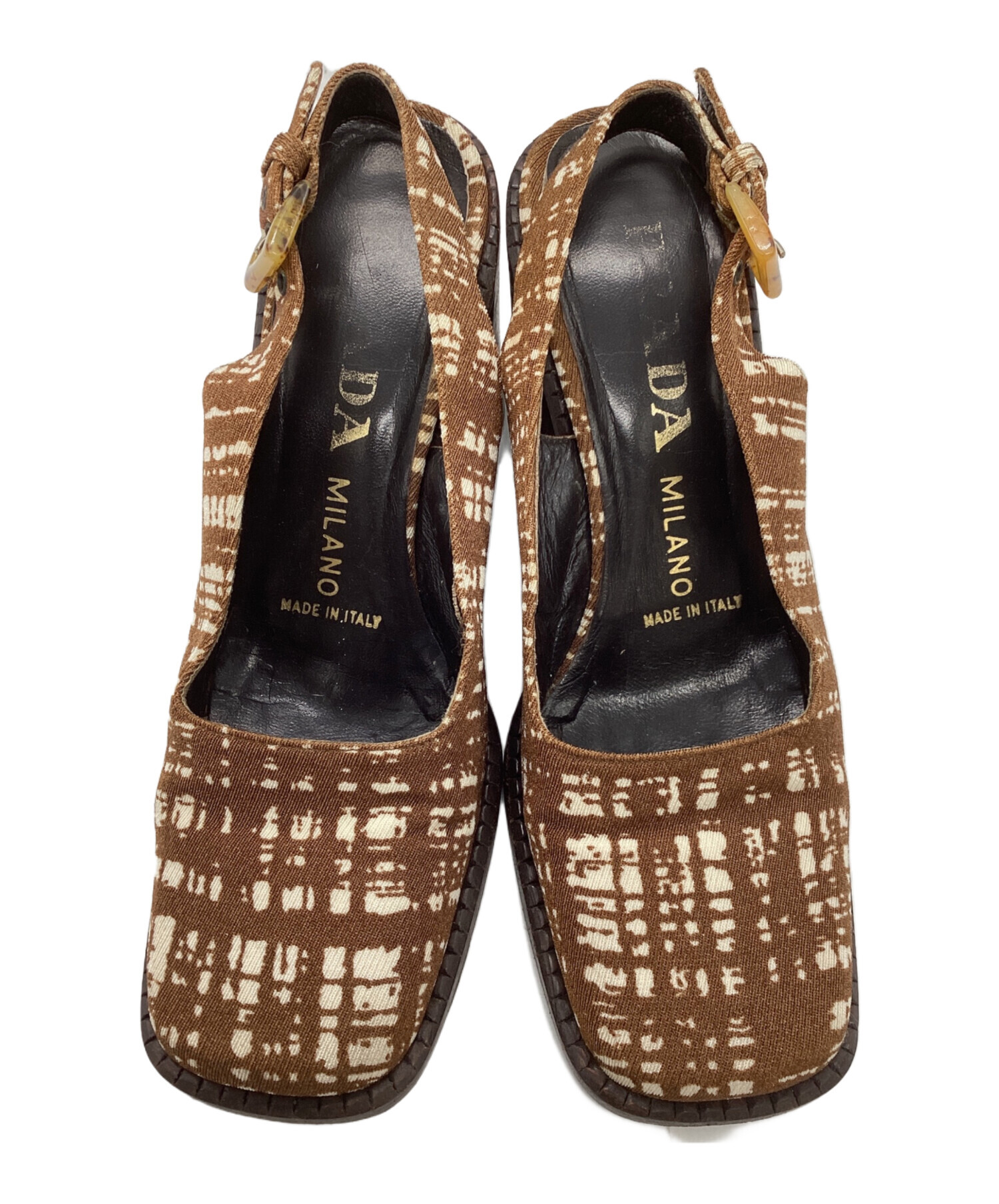 中古・古着通販】PRADA (プラダ) ヒールサンダル ブラウン サイズ:36