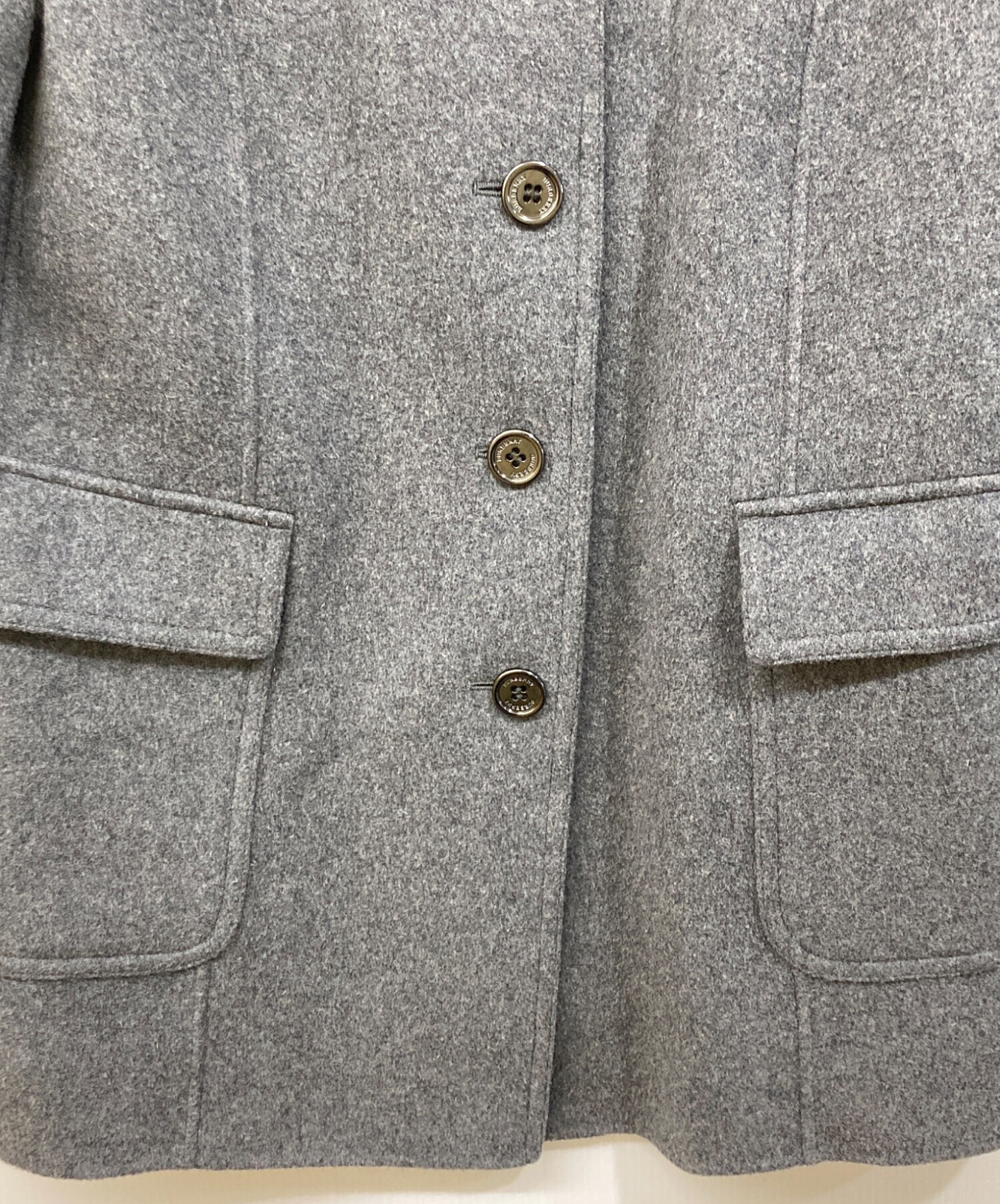 【専用】BURBERRY LONDON ショートコート カシミア混 グレー 9号 極美品】 BURBERRY LONDON カシミヤ混ダブルブレストショート
