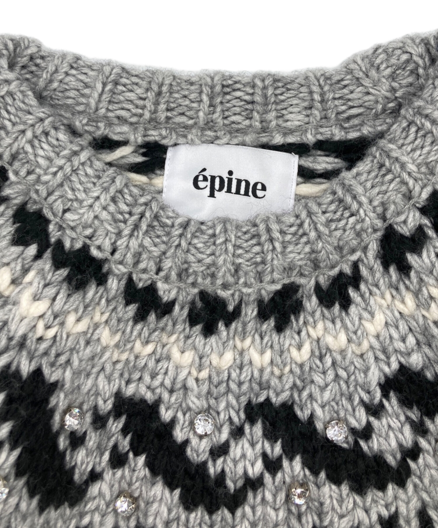 中古・古着通販】epine (エピヌ) bijou Nordic knit グレー サイズ