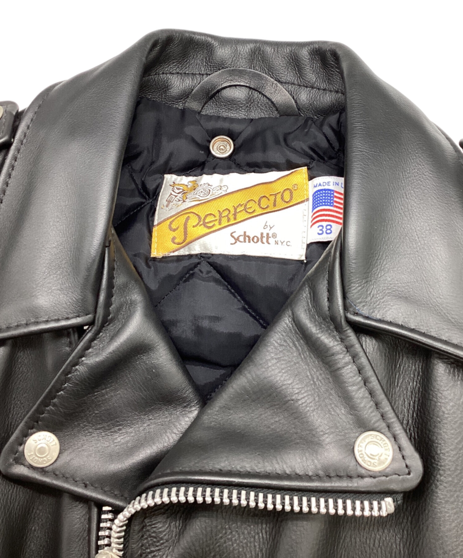 Schott NYC Perfecto ダブルライダースジャケット 38 中古・古着通販】PERFECTO by Schott (パーフェクト バイ ショット